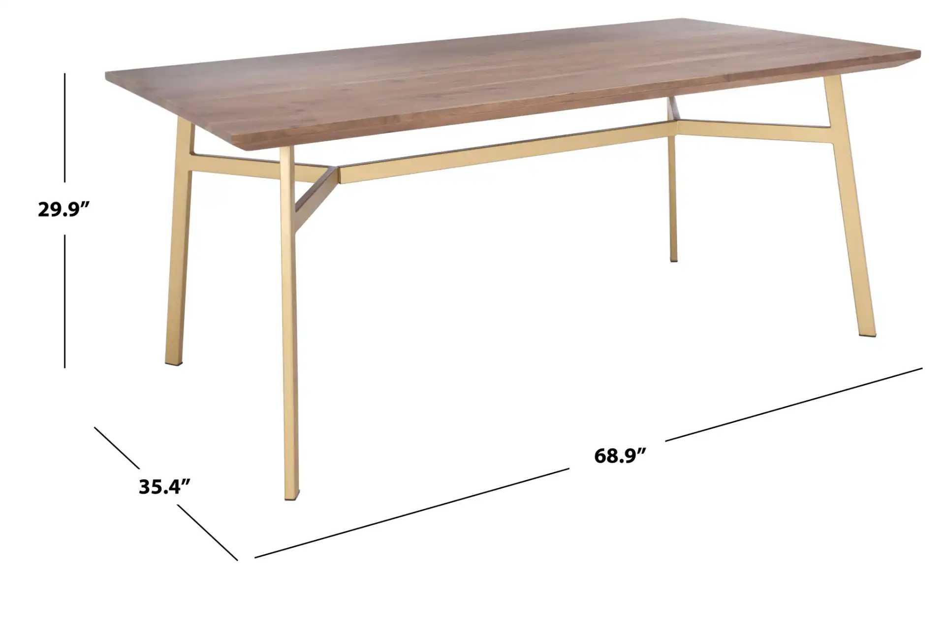 Dakota Rectangle Dining Table in Walnut / Gold, detail view