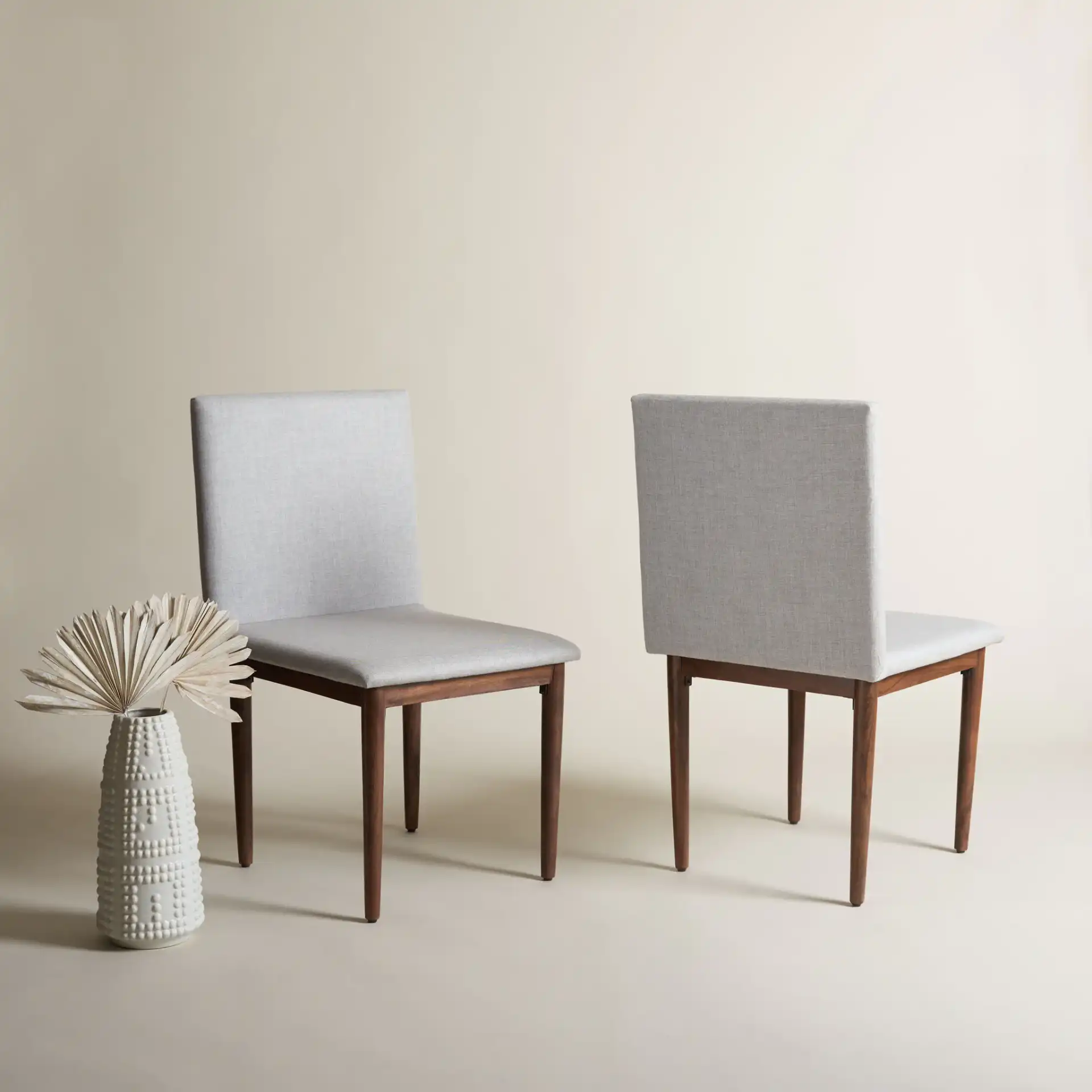Milana Dining Chair (Set of 2) in Walnut / Light Gray in a styled room