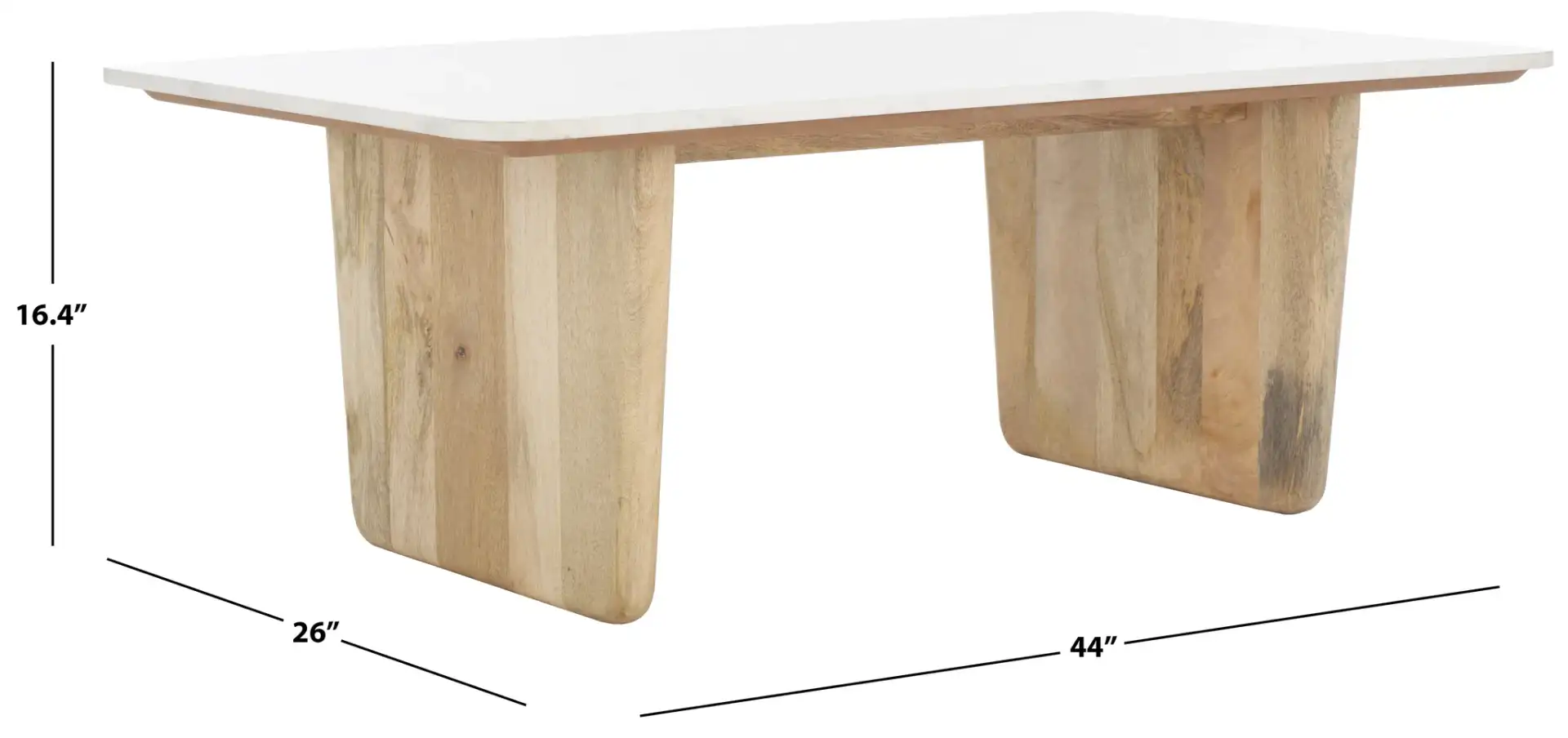 Felicity Marble Coffee Table in Natural / White, detail view