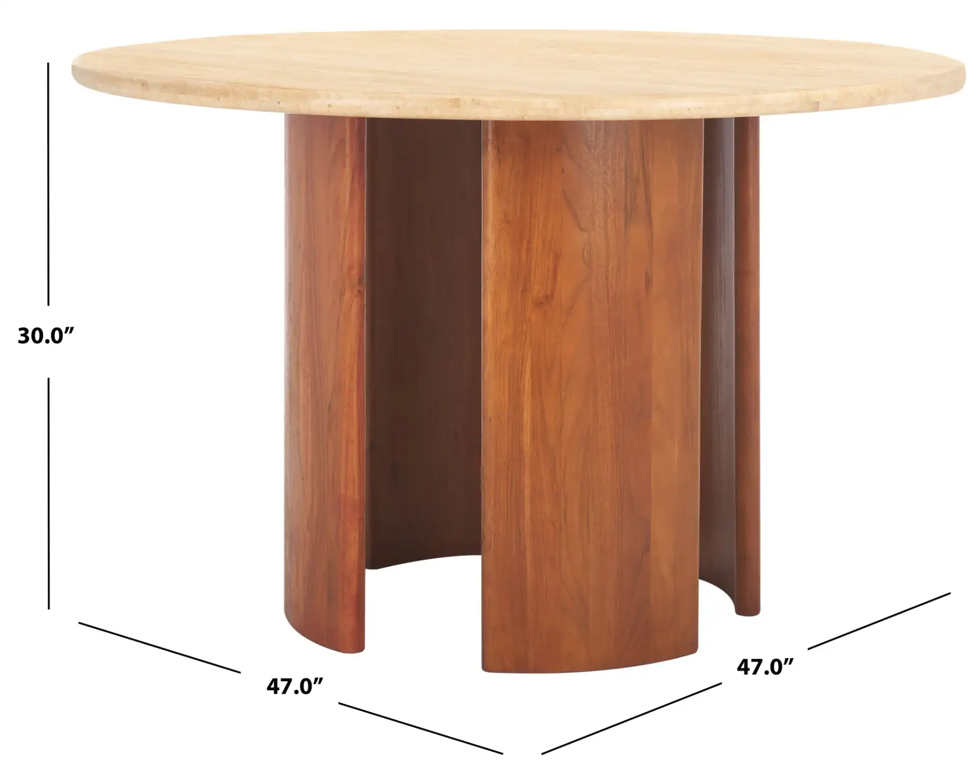 Trinsly Travertine Dining Table in Natural / Travertine, detail view