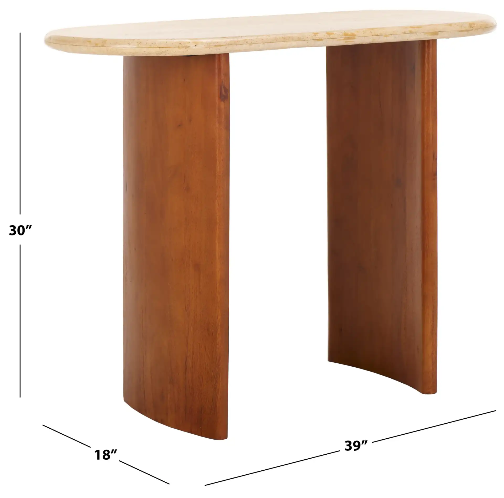 Trinsly Travertine Console Table in Natural / Travertine, detail view