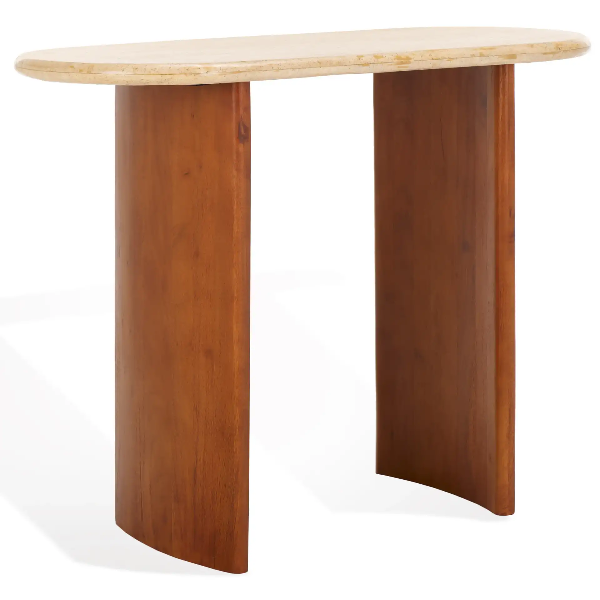 Trinsly Travertine Console Table in Natural / Travertine, detail view