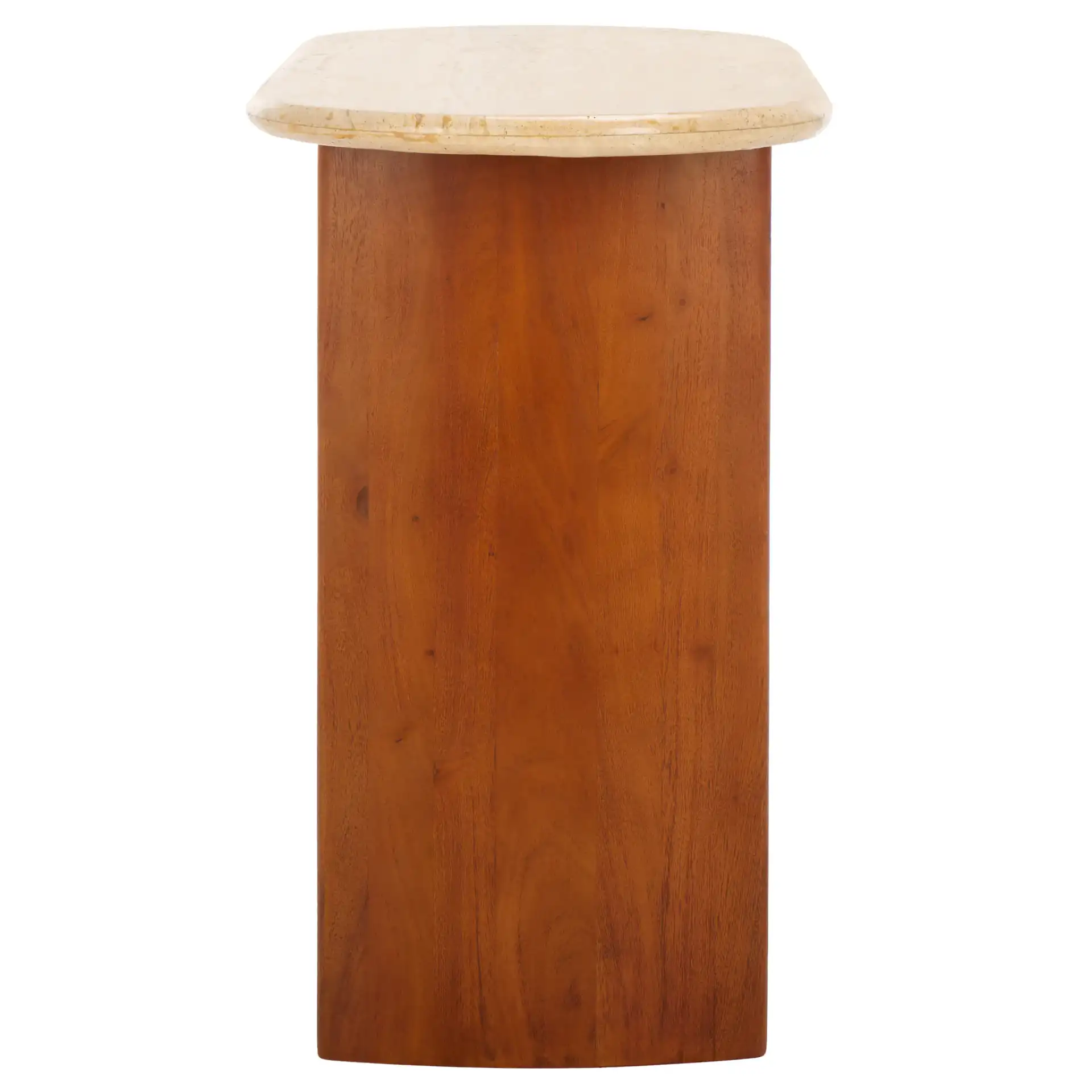 Trinsly Travertine Console Table in Natural / Travertine, detail view