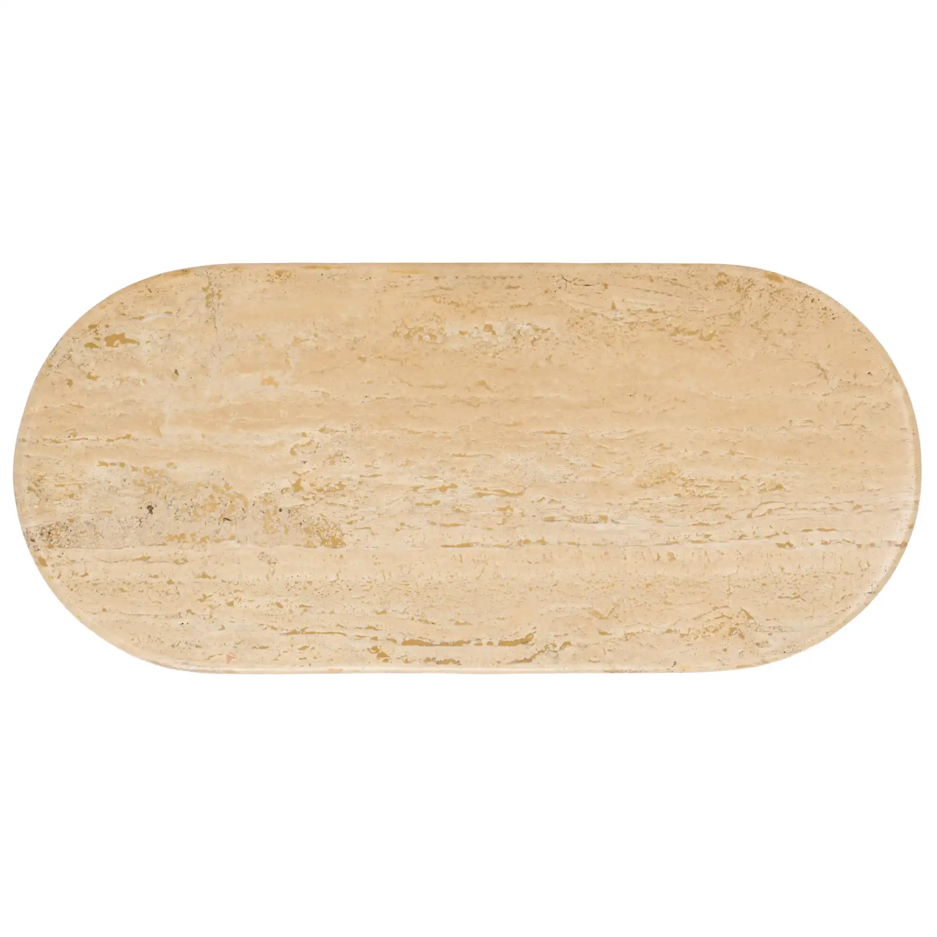 Trinsly Travertine Console Table in Natural / Travertine, detail view