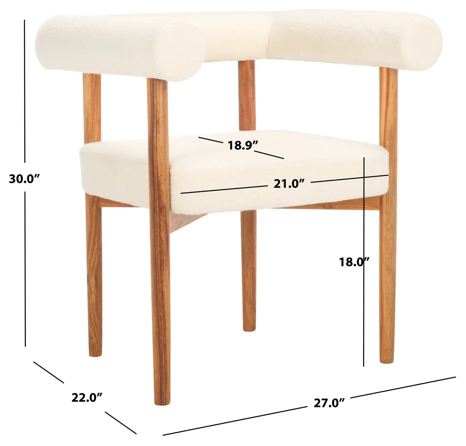 Carrigan Dining Chair in White / Natural, detail view