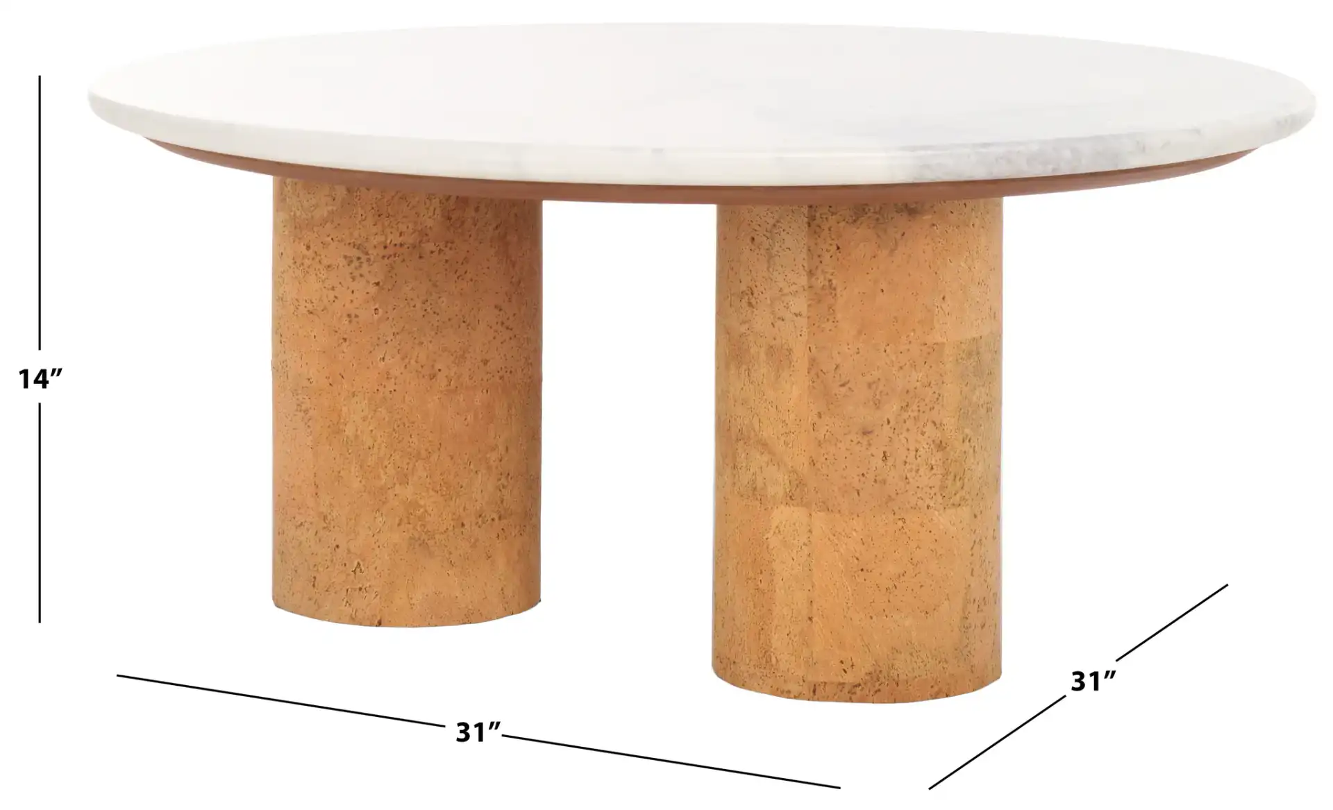 Marilynn Cork Coffee Table in White / Cork, detail view