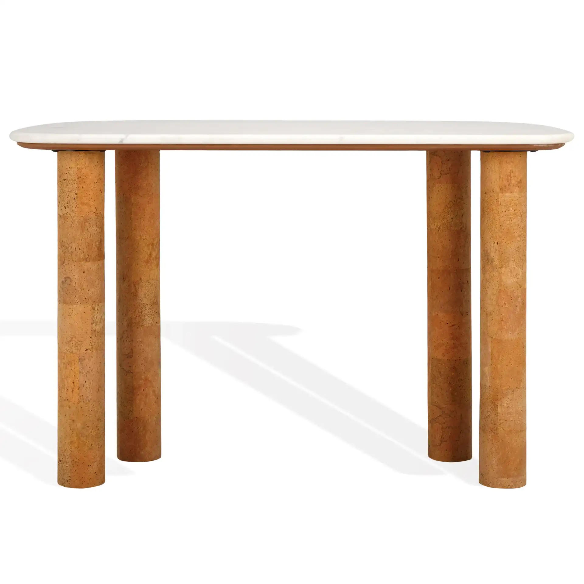 Marilynn Cork Console Table in White / Cork, detail view
