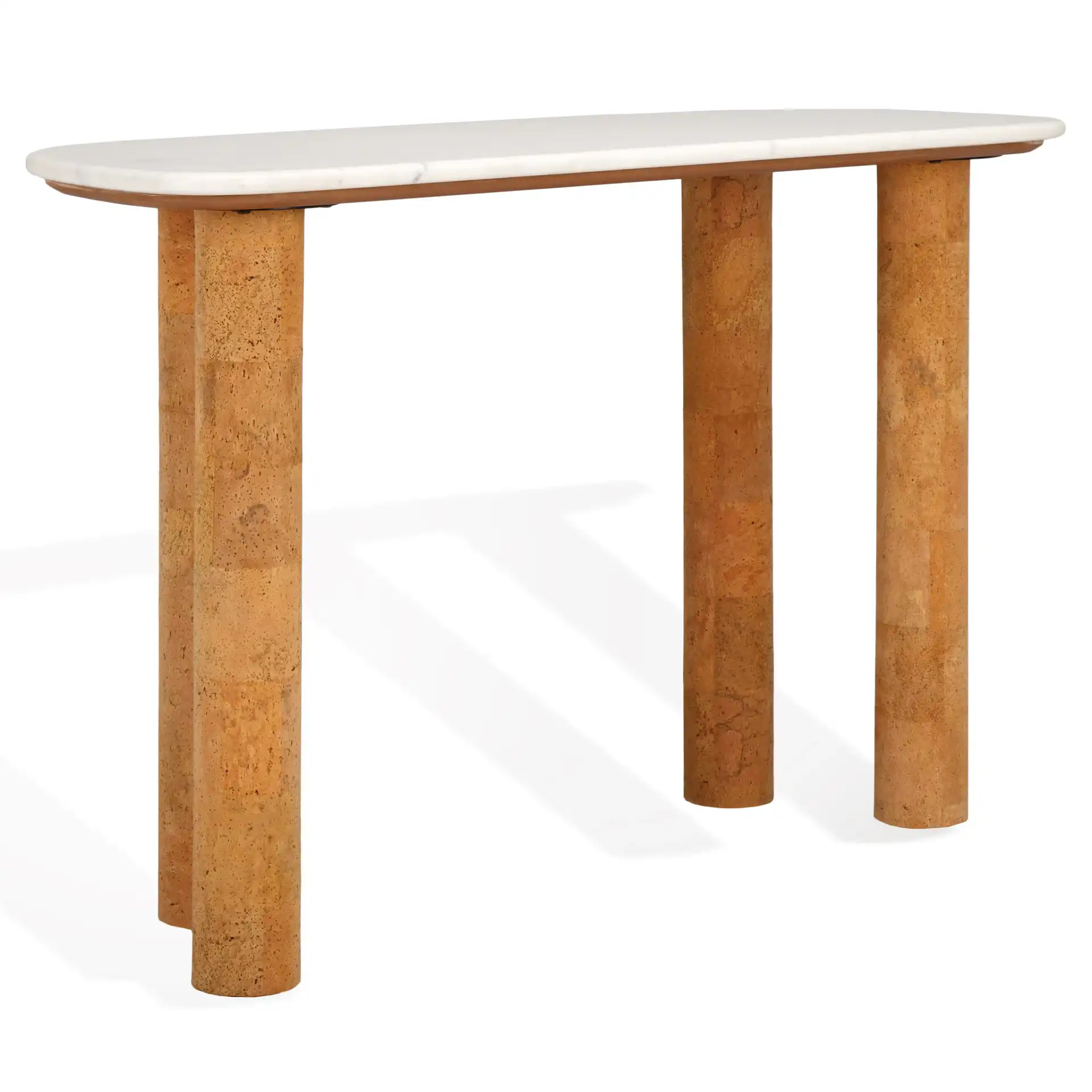 Marilynn Cork Console Table in White / Cork, detail view