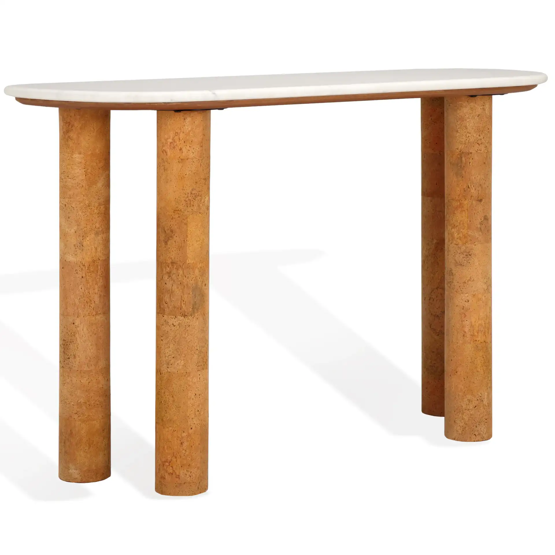 Marilynn Cork Console Table in White / Cork, detail view