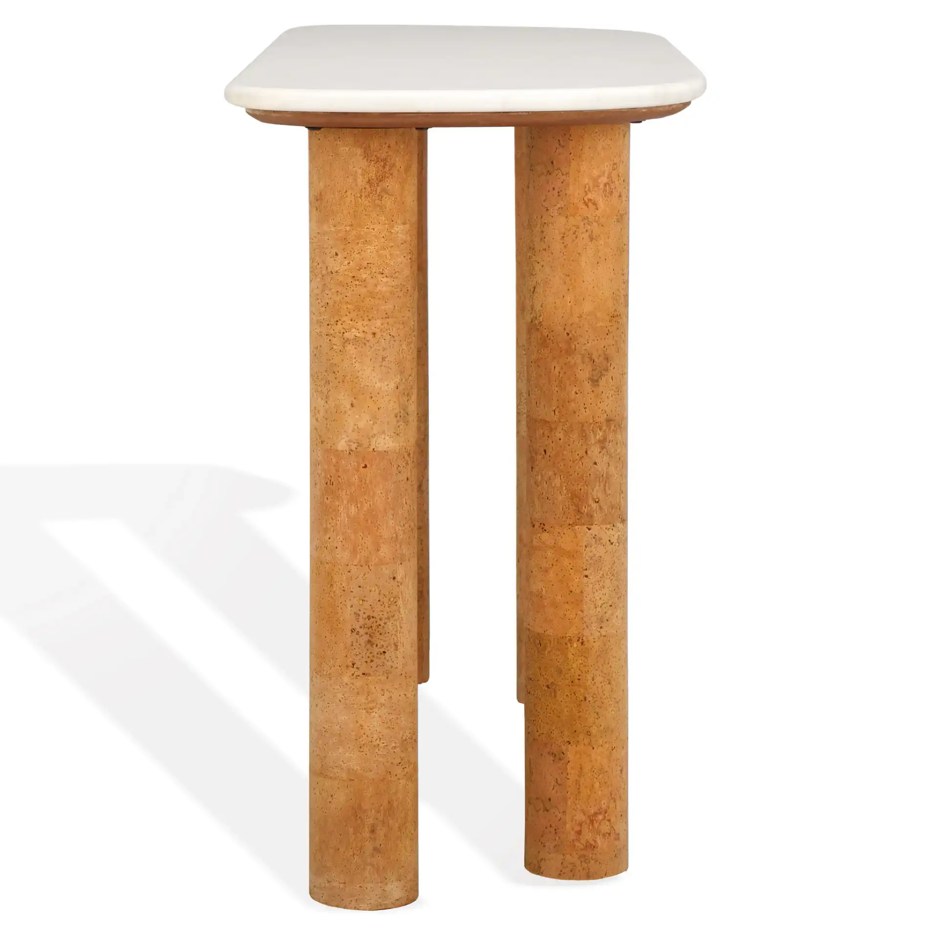 Marilynn Cork Console Table in White / Cork, detail view