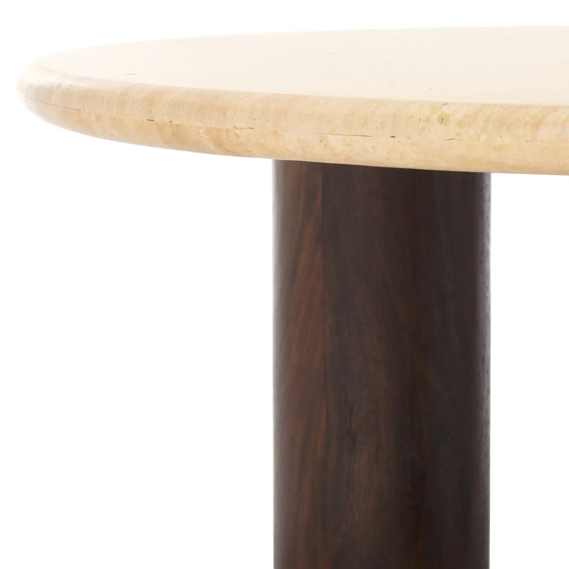 Jennamira Travertine Coffee Table in Dark Brown / Travertine in a styled room
