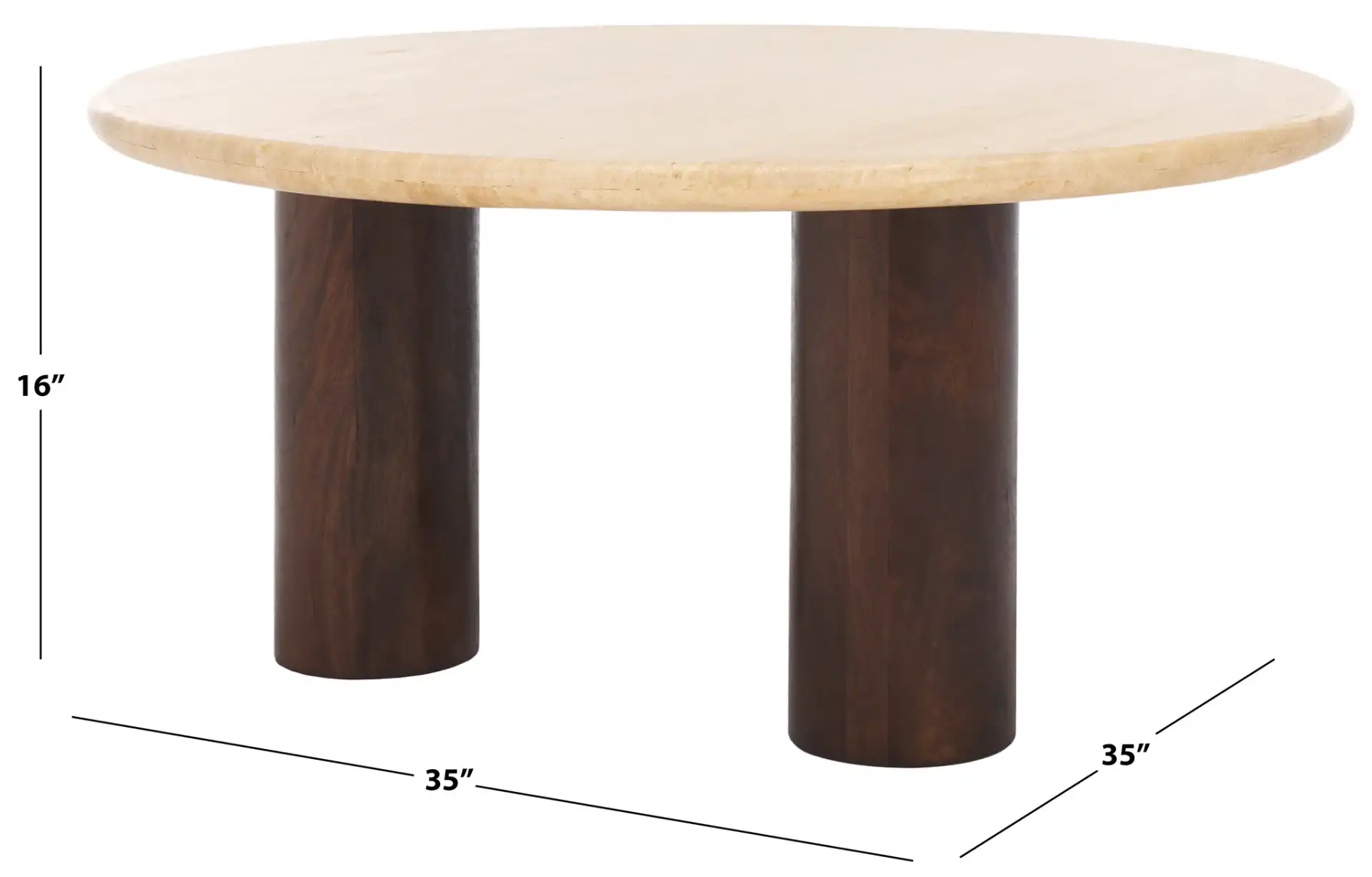 Jennamira Travertine Coffee Table in Dark Brown / Travertine, detail view