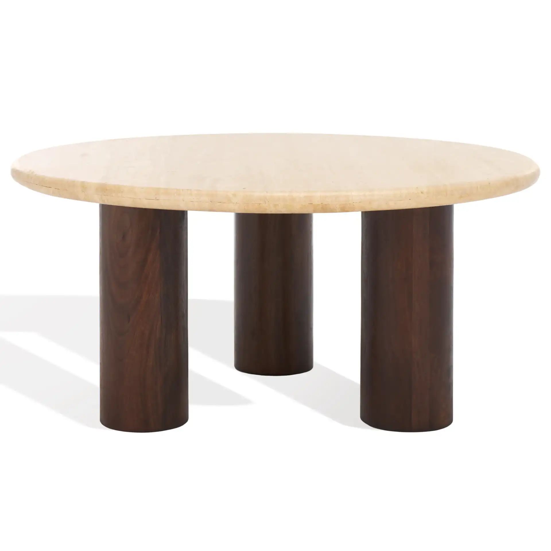 Jennamira Travertine Coffee Table in Dark Brown / Travertine, detail view