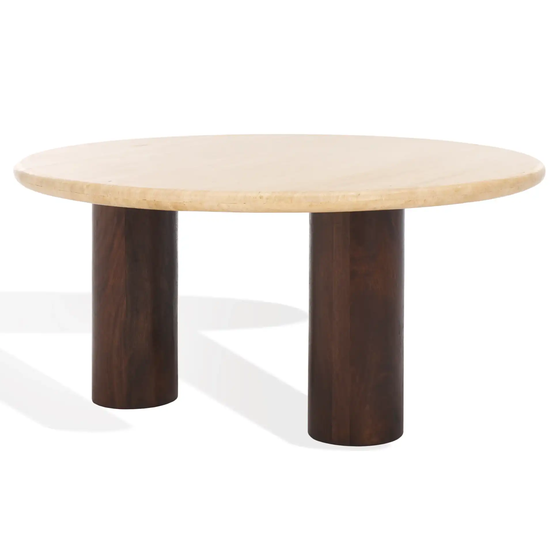 Jennamira Travertine Coffee Table in Dark Brown / Travertine, detail view
