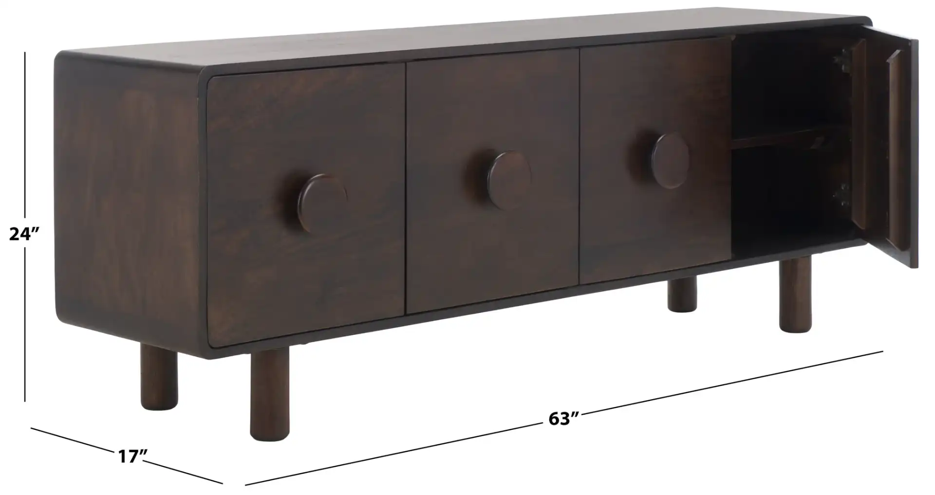 Jennamira Wood Sideboard in Dark Brown, detail view