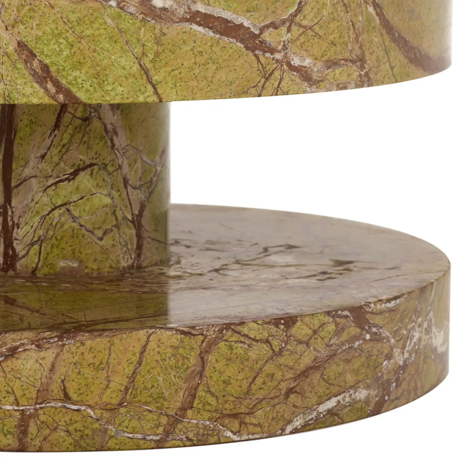Danny Round Marble Accent Table in Brown / Green, detail view