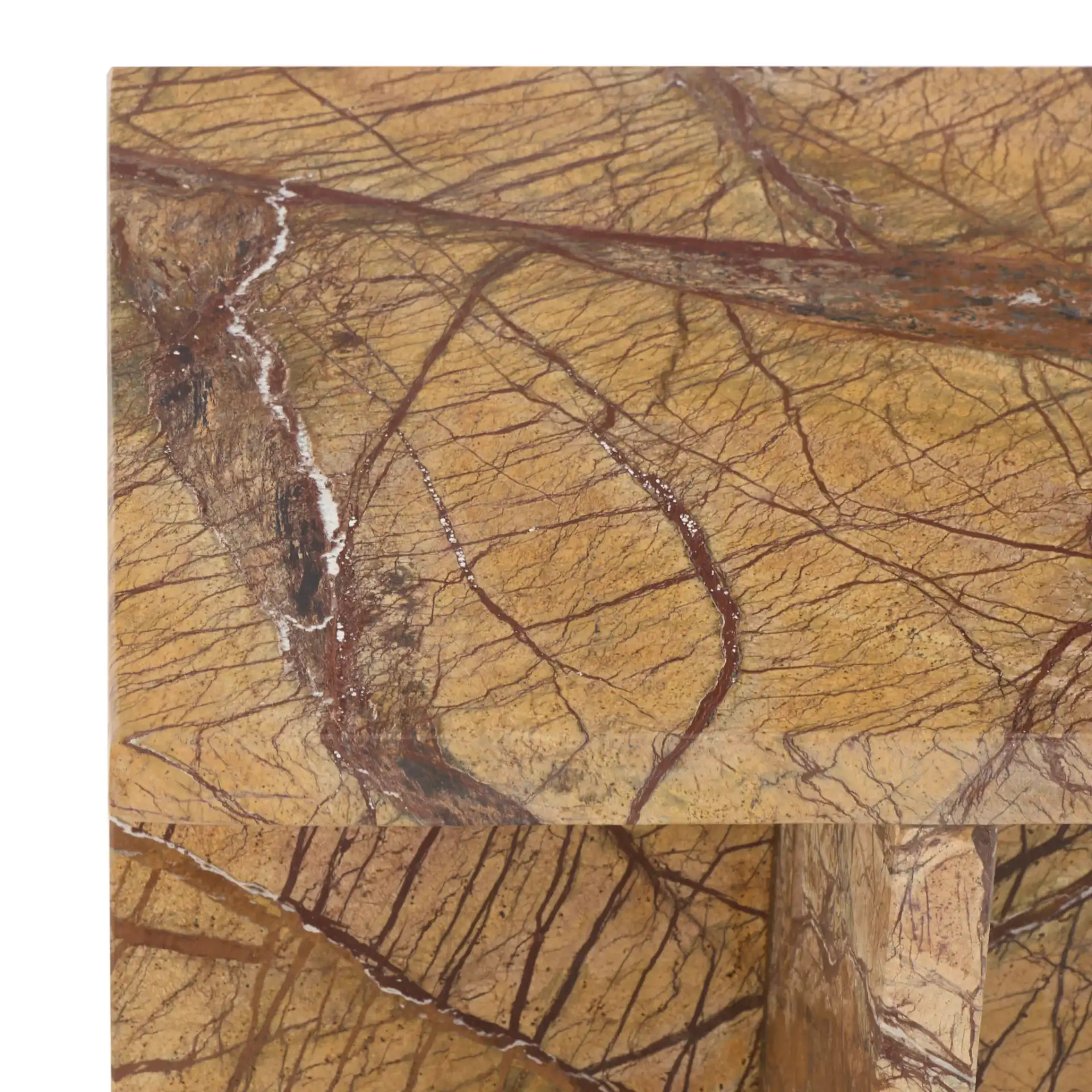 Adriano 12-Inch Marble Accent Table in Brown / Beige in a styled room