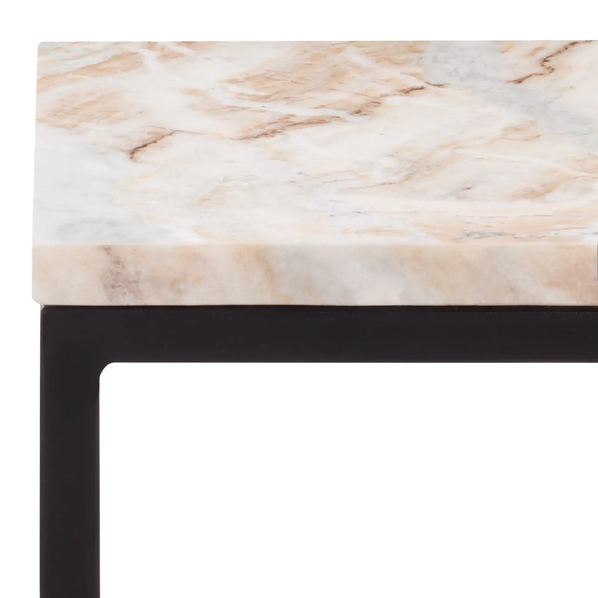 Macklyn Square Marble Top Accent Table in Light Brown / Black in a styled room