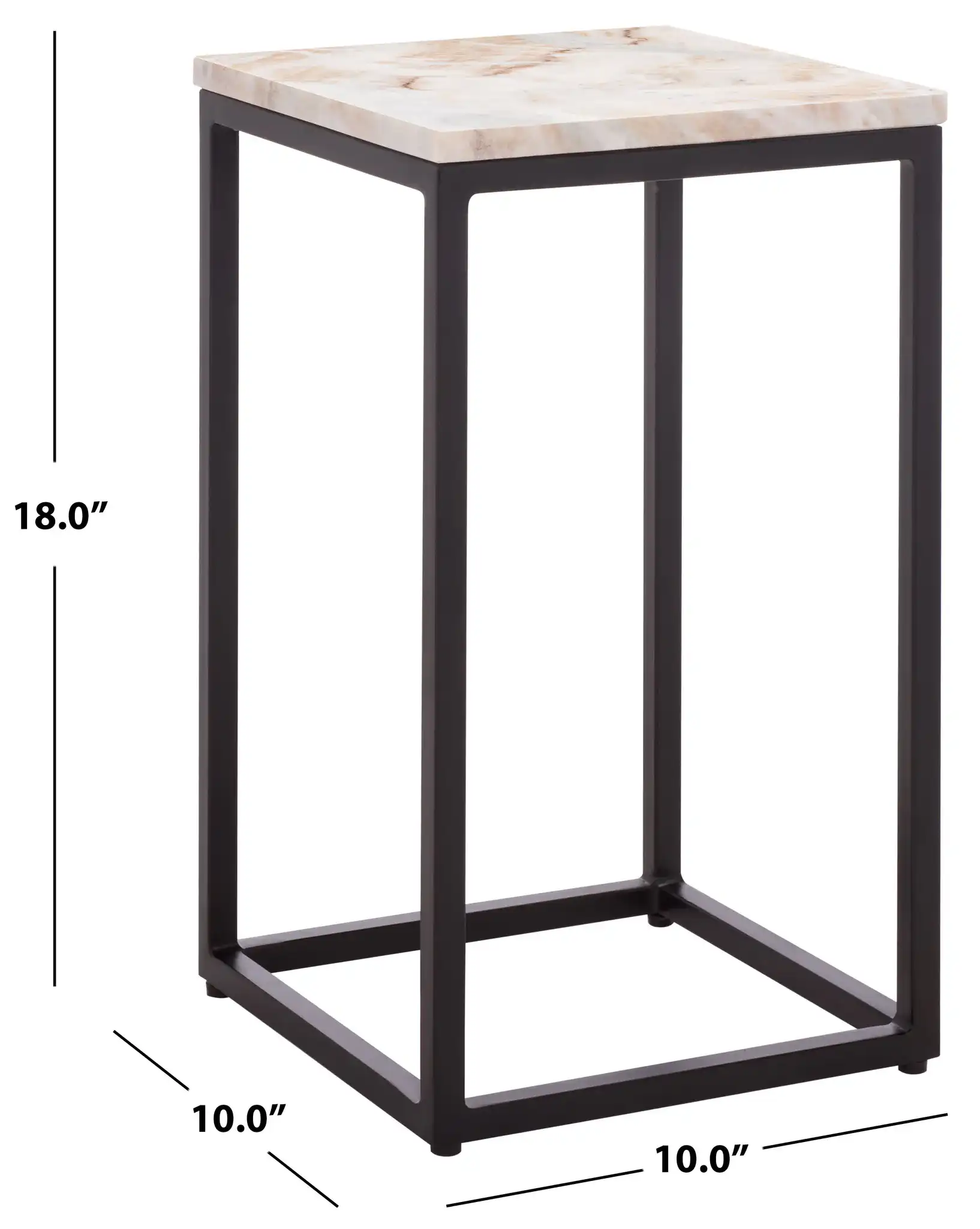 Macklyn Square Marble Top Accent Table in Light Brown / Black, detail view