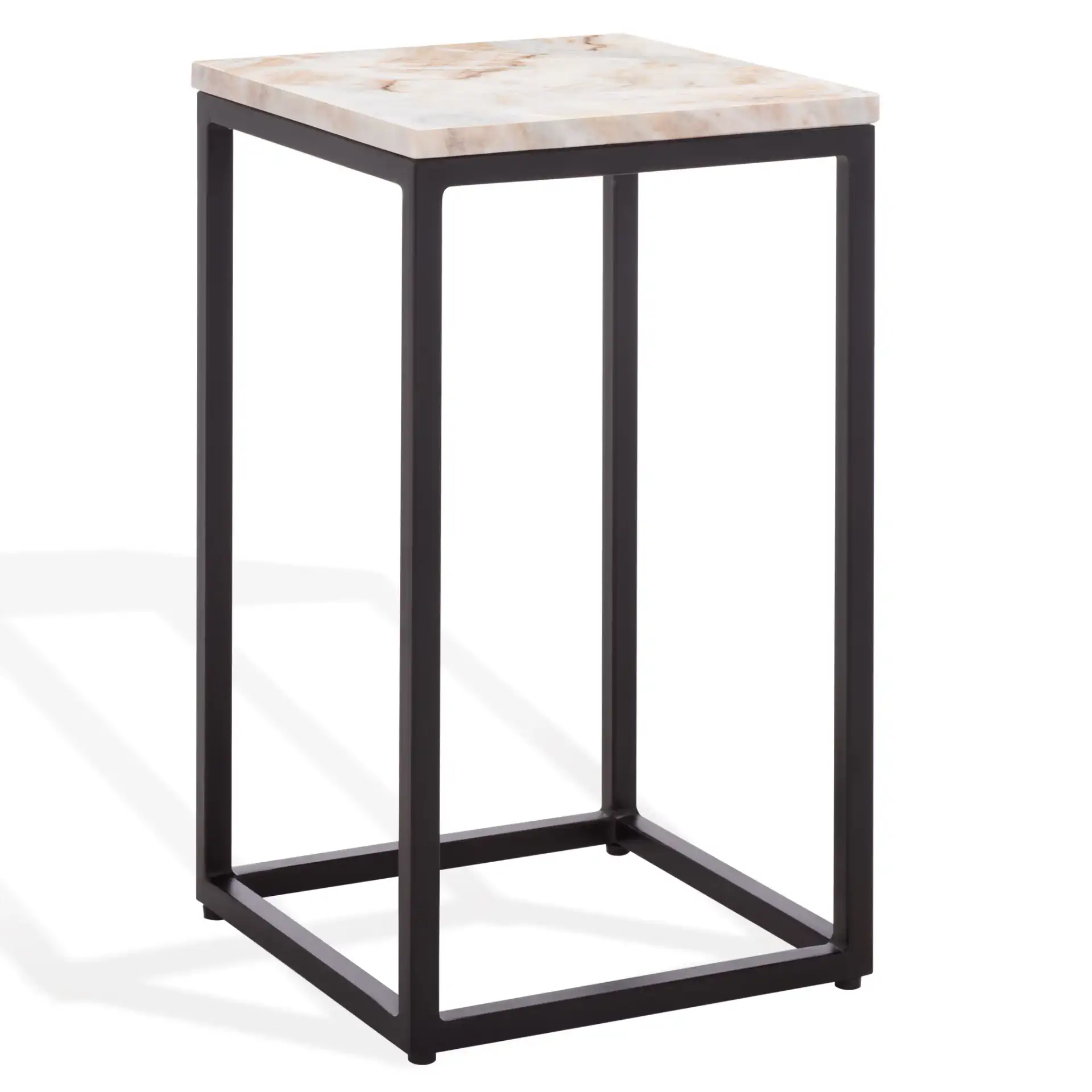 Macklyn Square Marble Top Accent Table in Light Brown / Black, detail view
