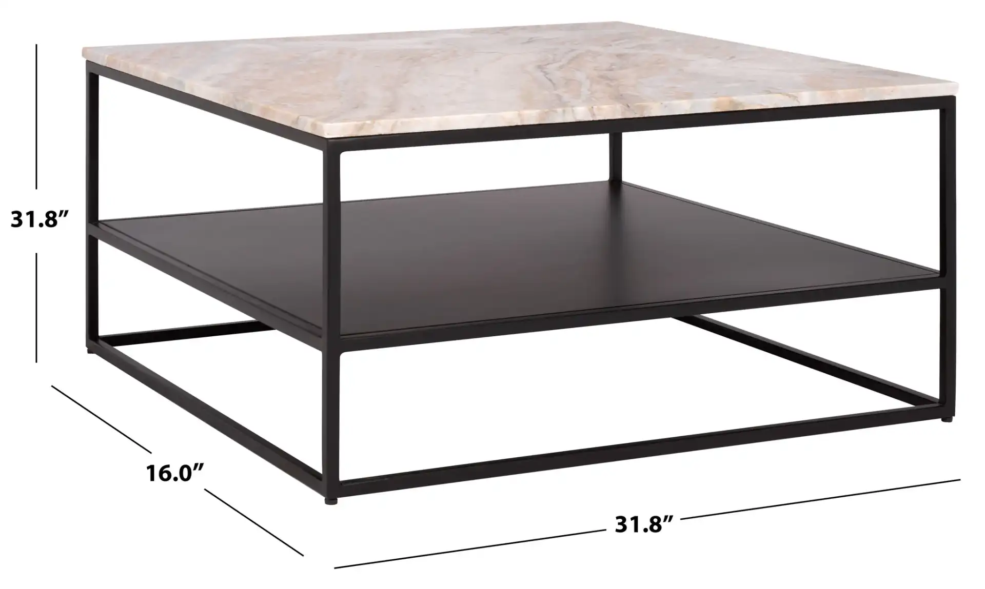 Macklyn Marble Top Coffee Table in Light Brown / Black, detail view