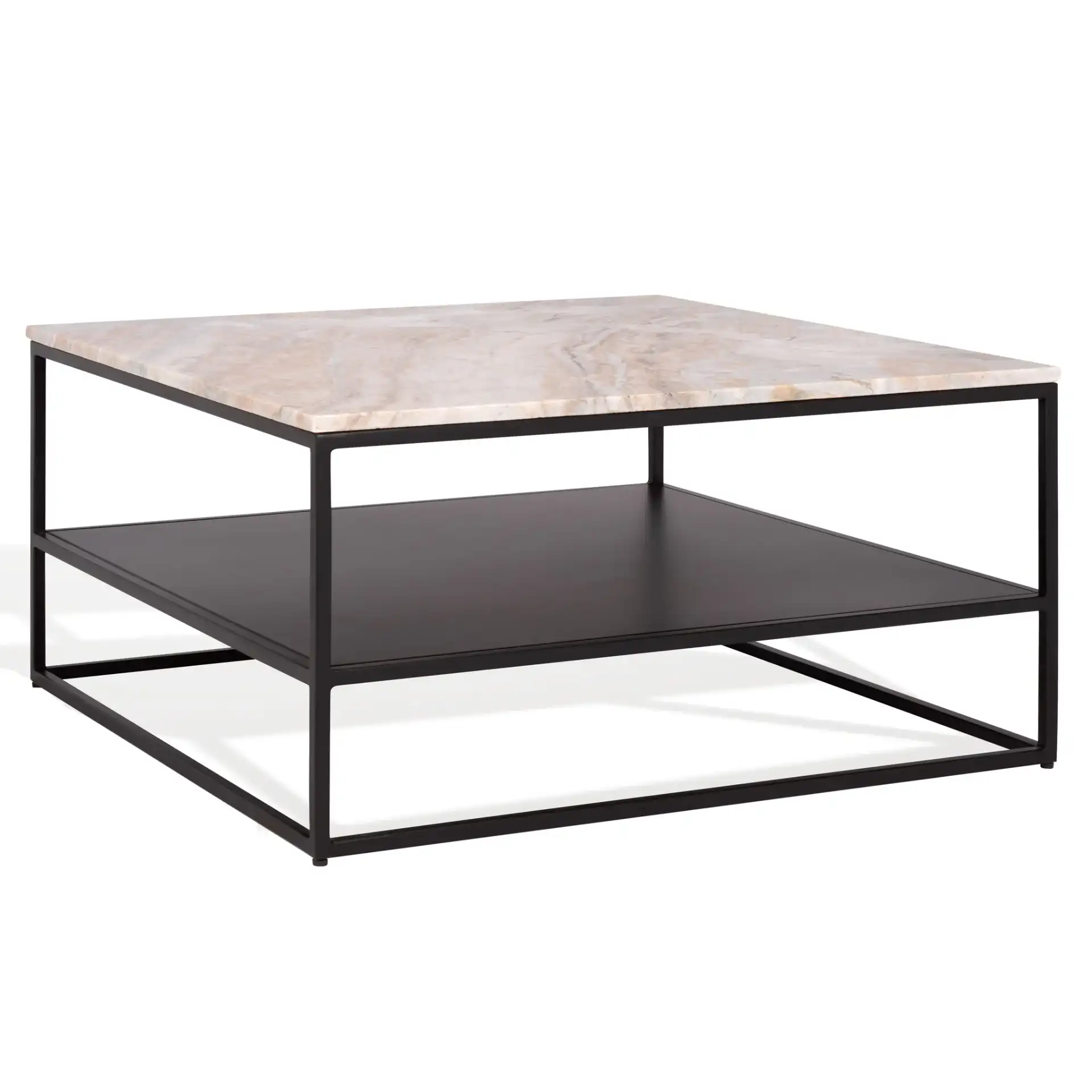 Macklyn Marble Top Coffee Table in Light Brown / Black, detail view