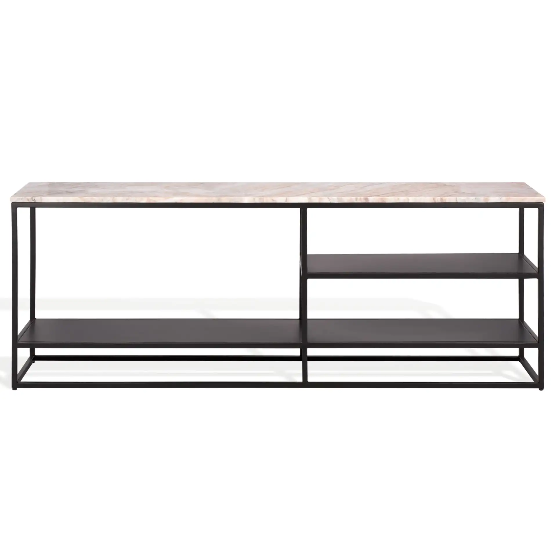 Macklyn Marble Console Table in Light Brown / Black, detail view