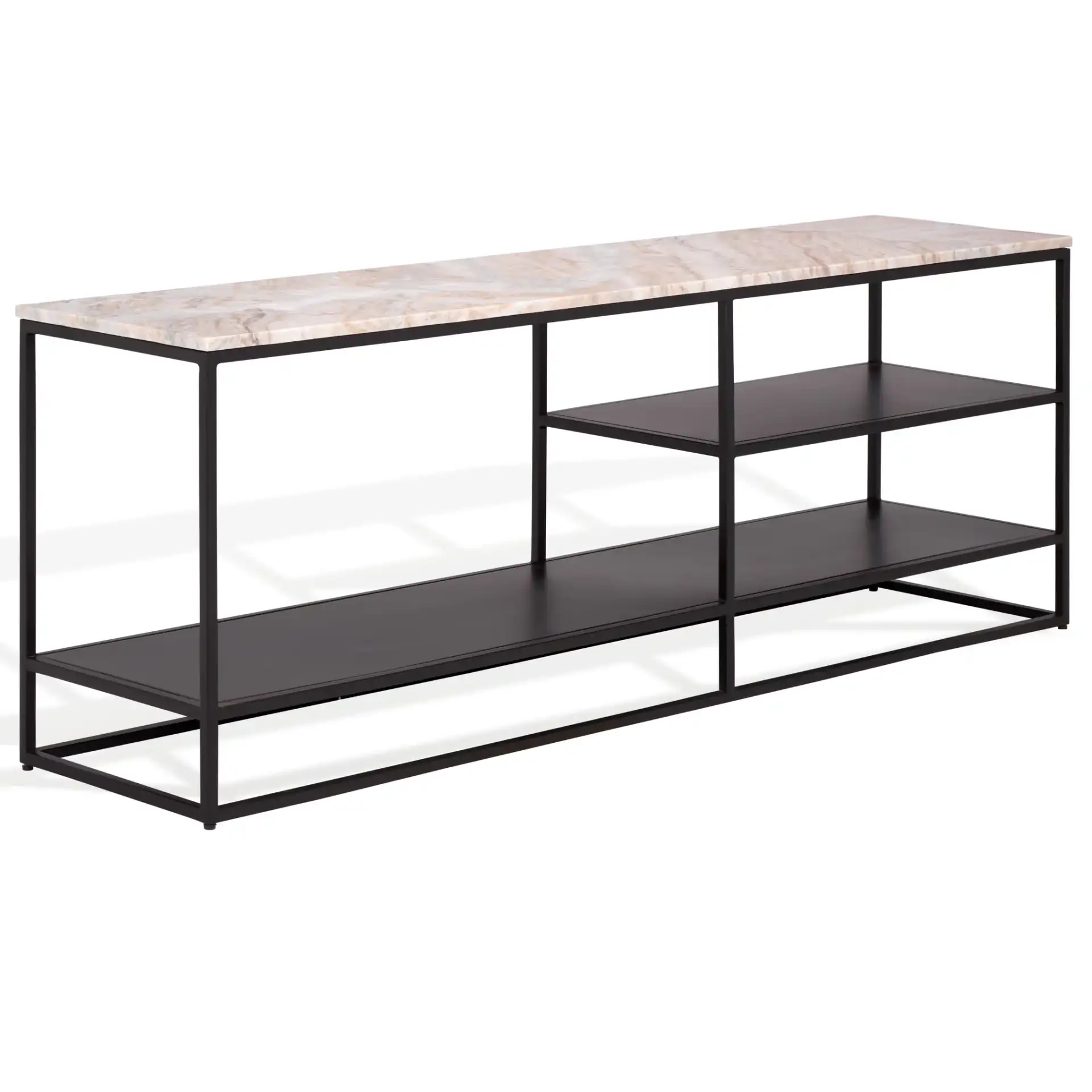 Macklyn Marble Console Table in Light Brown / Black, detail view
