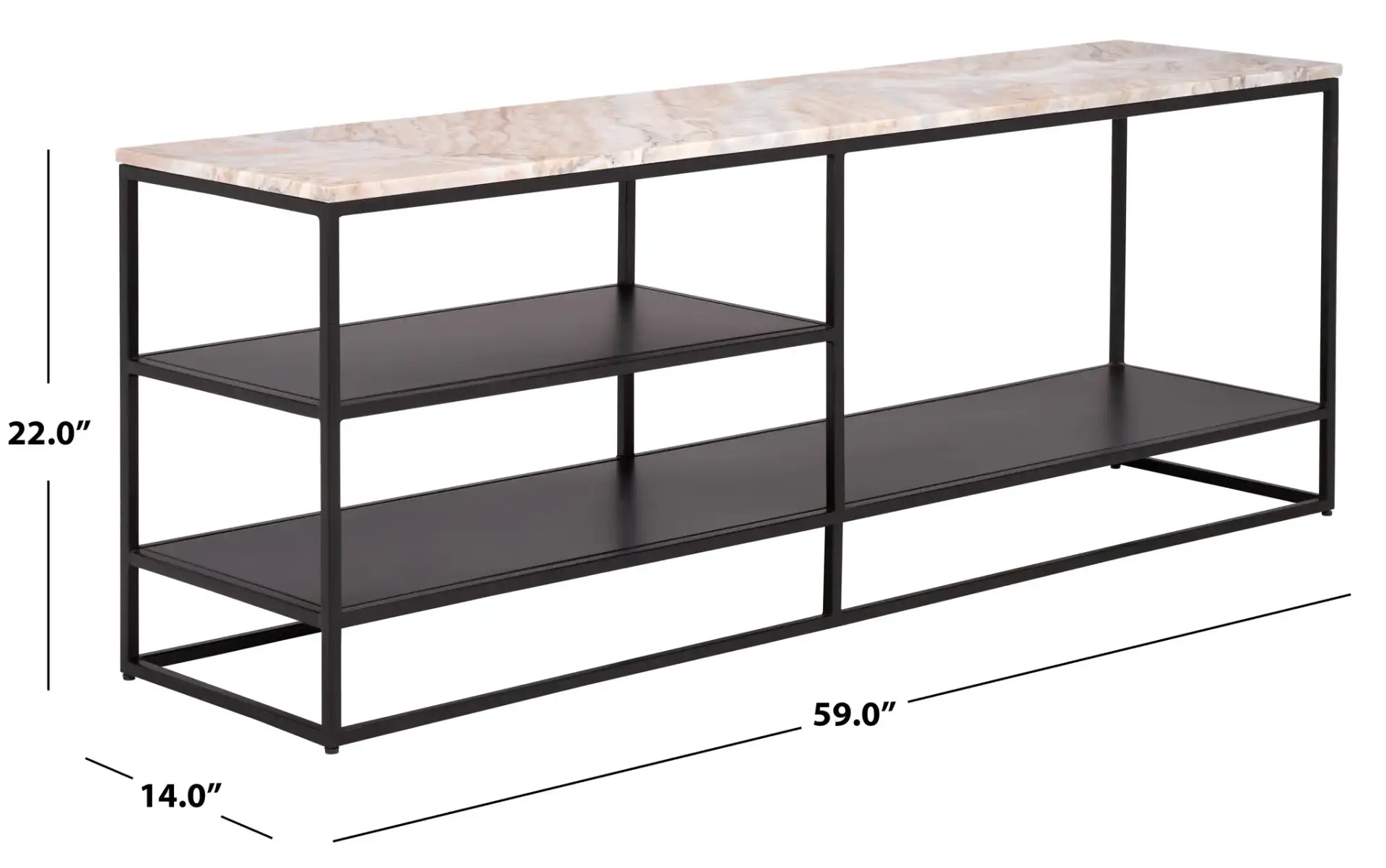 Macklyn Marble Console Table in Light Brown / Black, detail view
