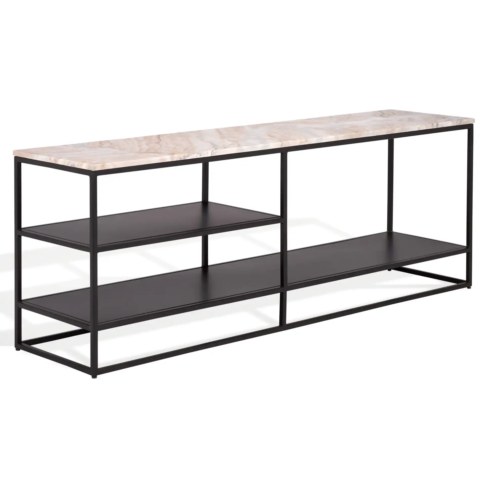 Macklyn Marble Console Table in Light Brown / Black, detail view