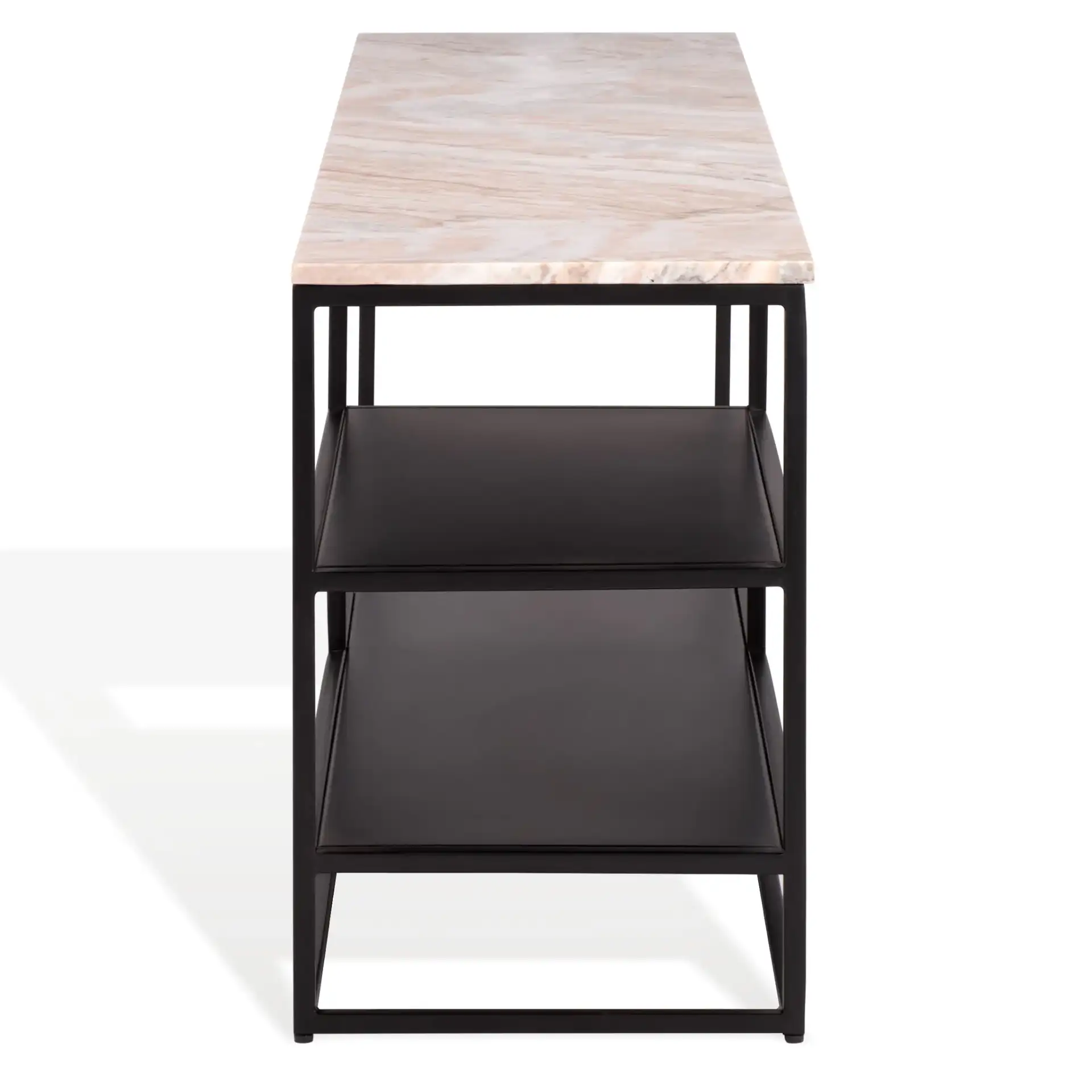 Macklyn Marble Console Table in Light Brown / Black, detail view