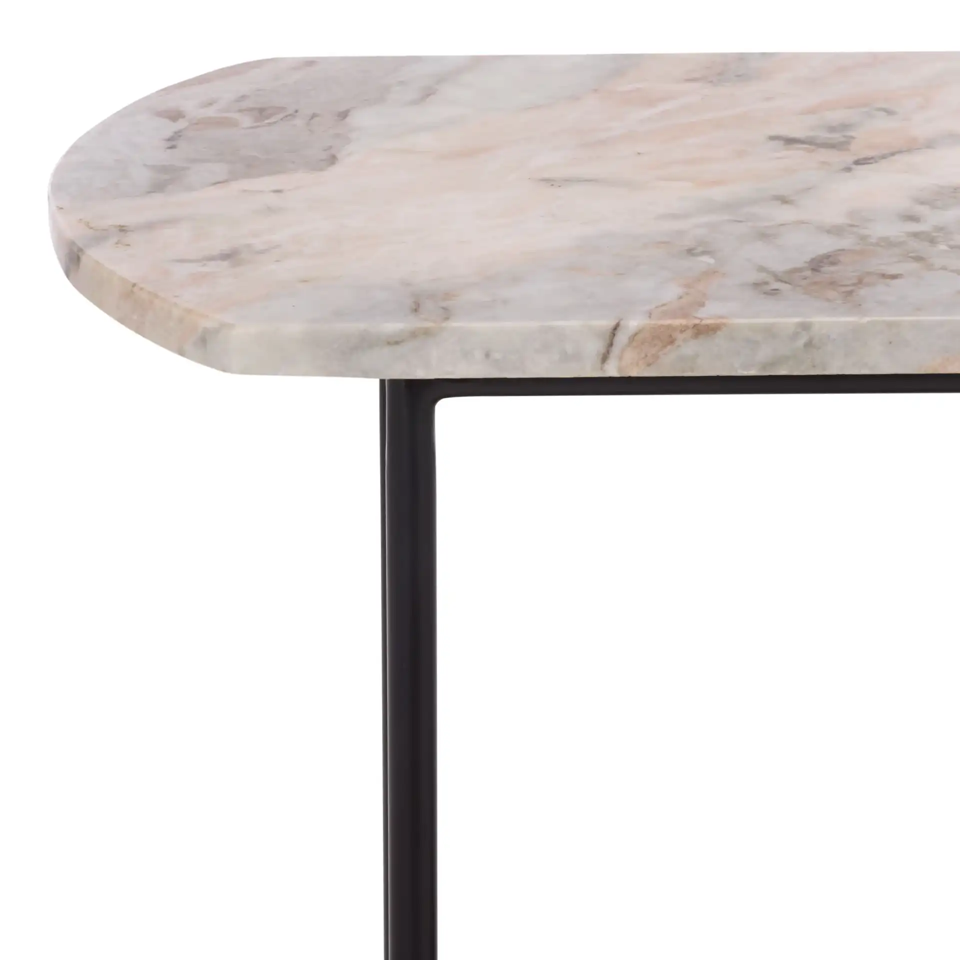 Macklyn Oval Console Table in Light Brown / Black in a styled room