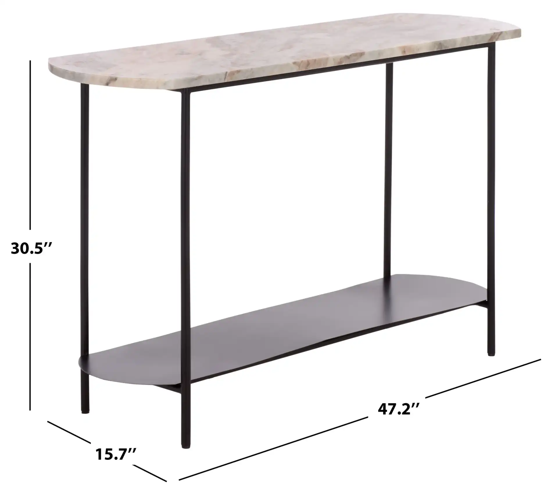 Macklyn Oval Console Table in Light Brown / Black, detail view