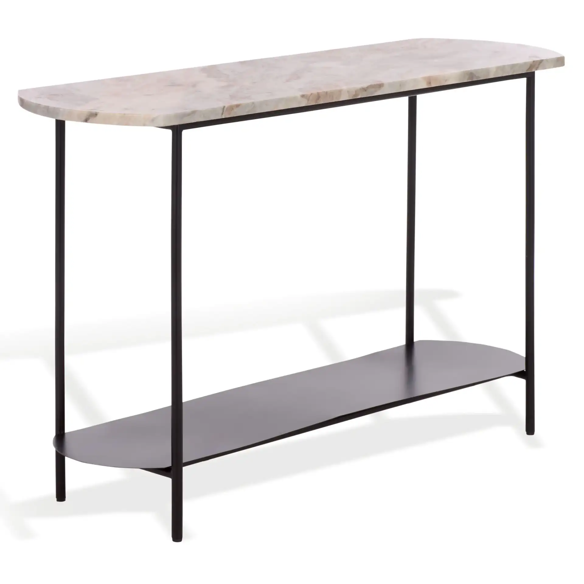 Macklyn Oval Console Table in Light Brown / Black, detail view