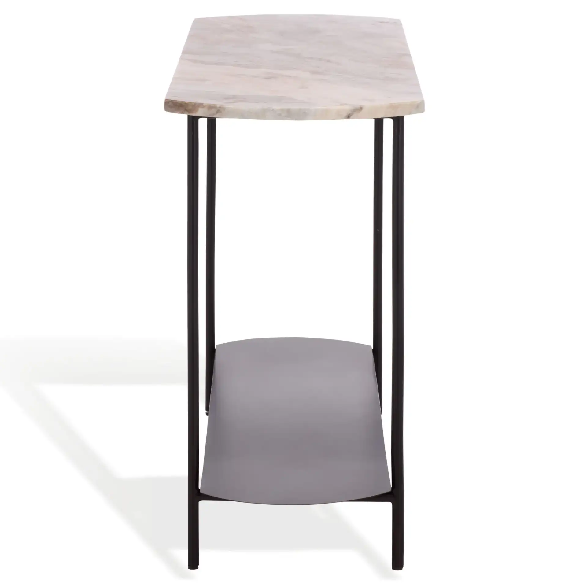 Macklyn Oval Console Table in Light Brown / Black, detail view