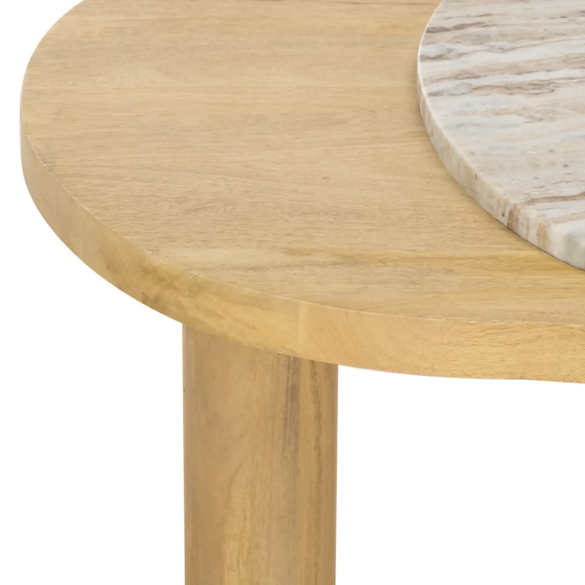 Feliciabeth Marble Coffee Table in Natural / Light Brown in a styled room