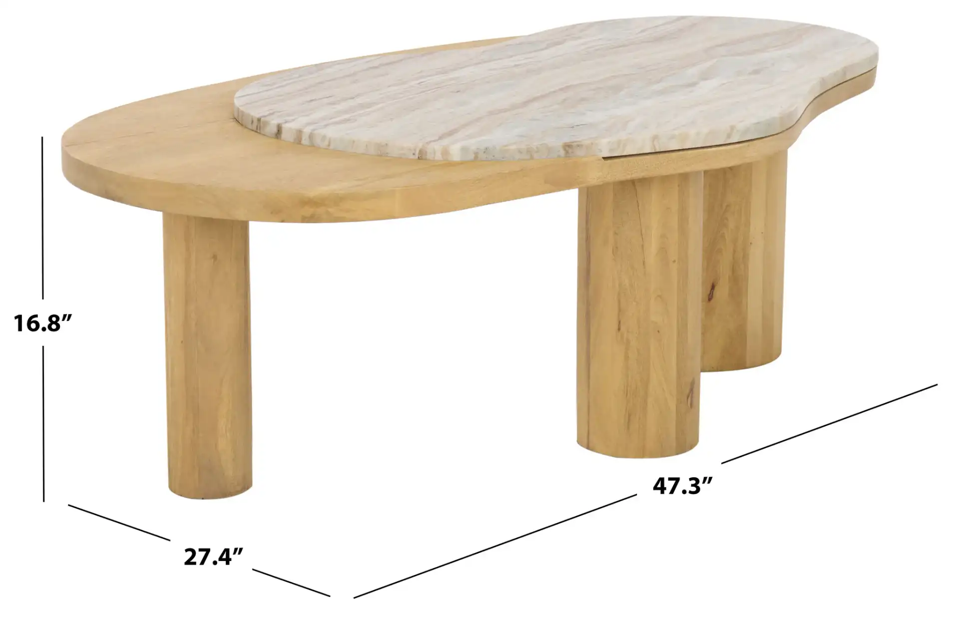 Feliciabeth Marble Coffee Table in Natural / Light Brown, detail view