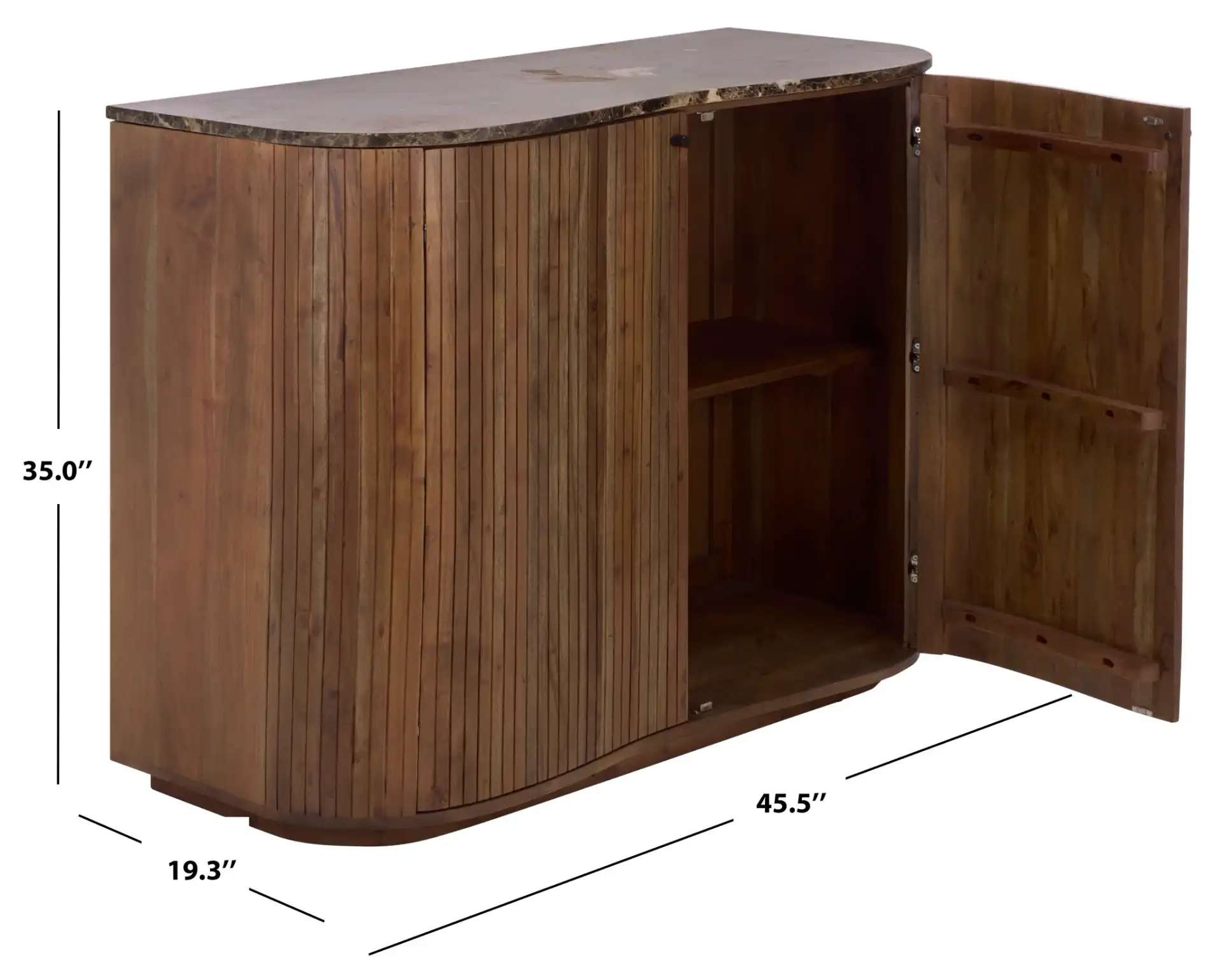 Jamilah Marble Top Chest in Brown, detail view