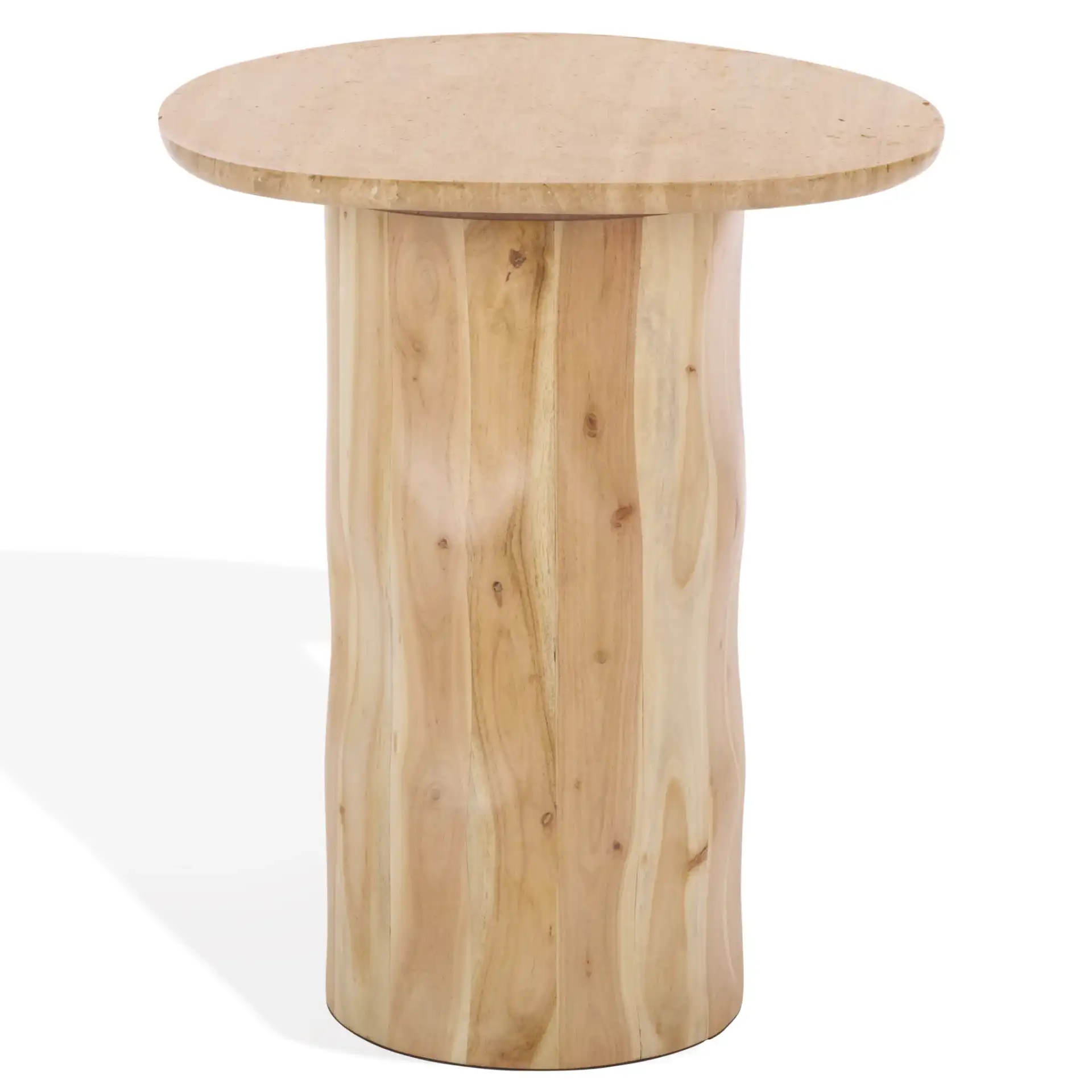 Jennamira Travertine Accent Table in Natural / Travertine, detail view