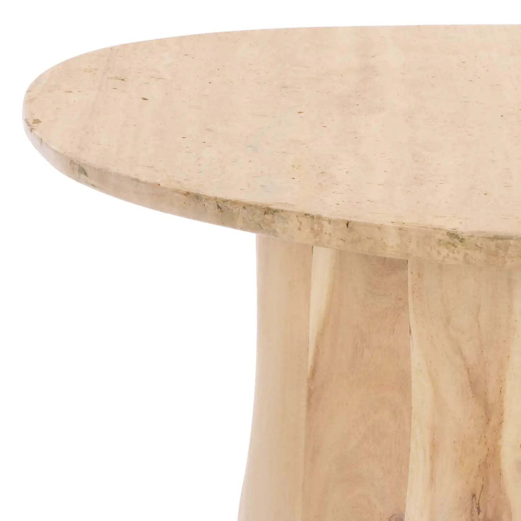 Jennamira Travertine Accent Table in Natural / Travertine in a styled room
