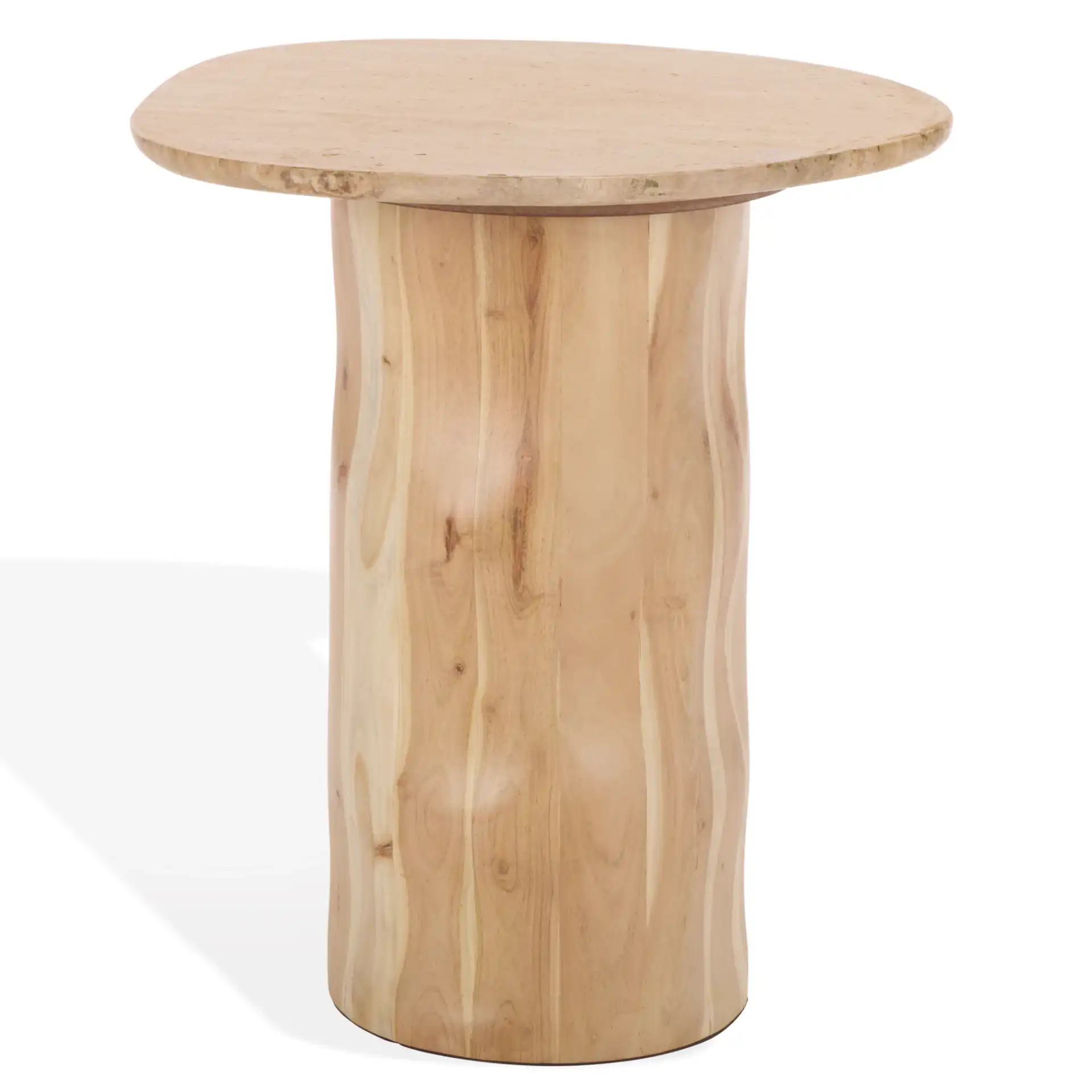 Jennamira Travertine Accent Table in Natural / Travertine, detail view