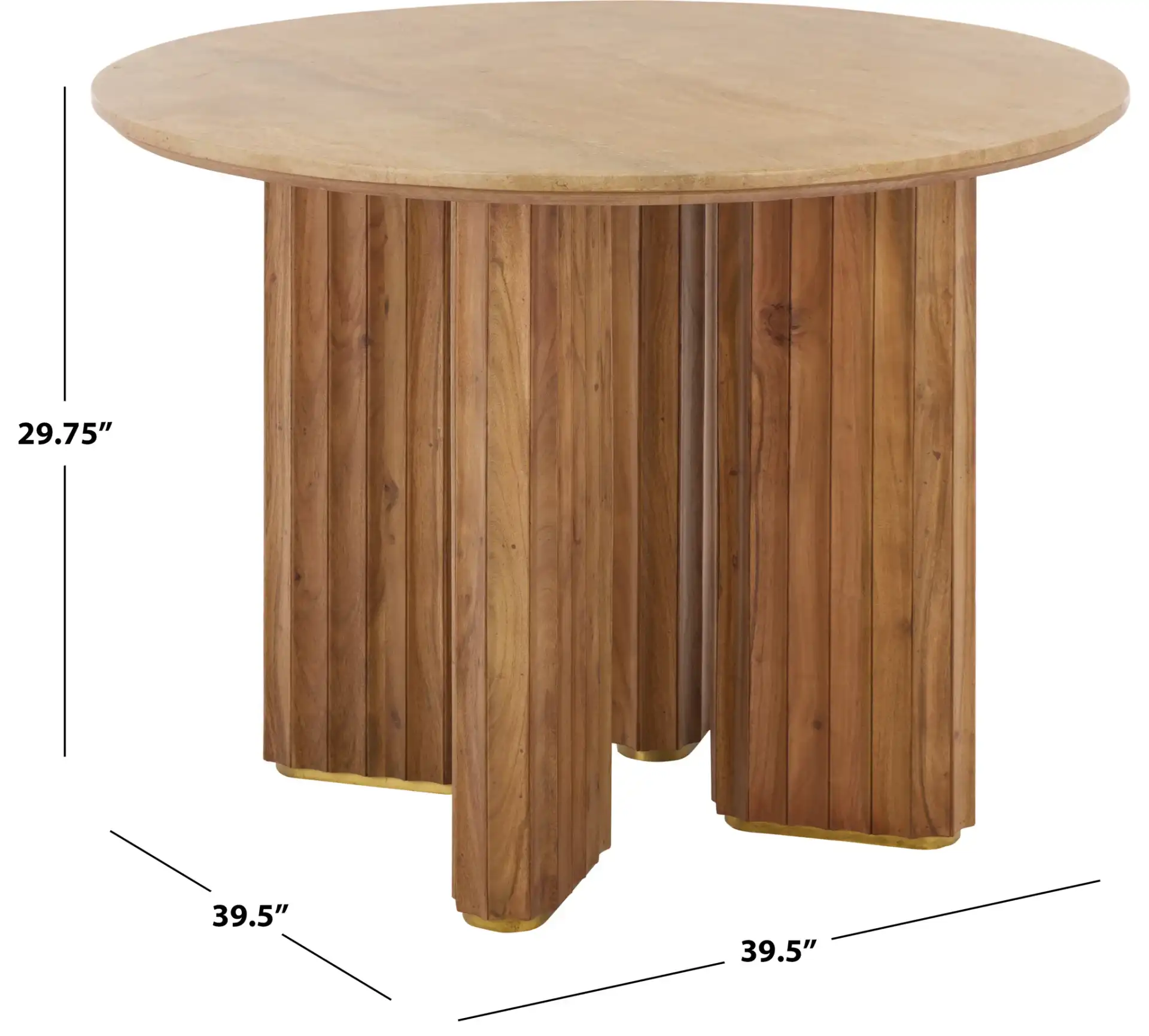 Irine Travertine Dining Table in Travertine / Brown, detail view