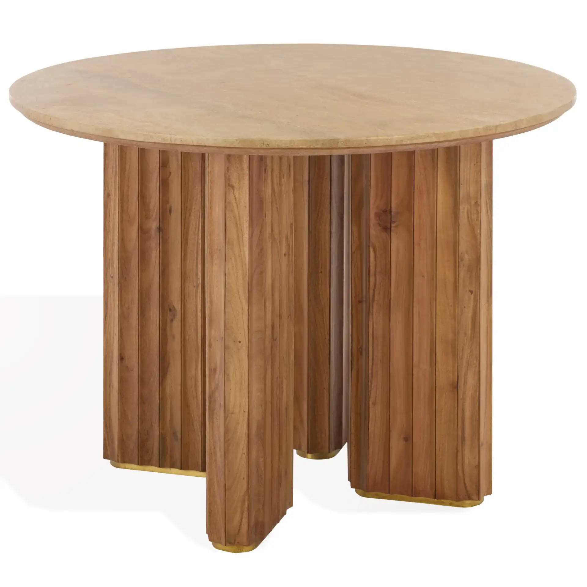 Irine Travertine Dining Table in Travertine / Brown, detail view