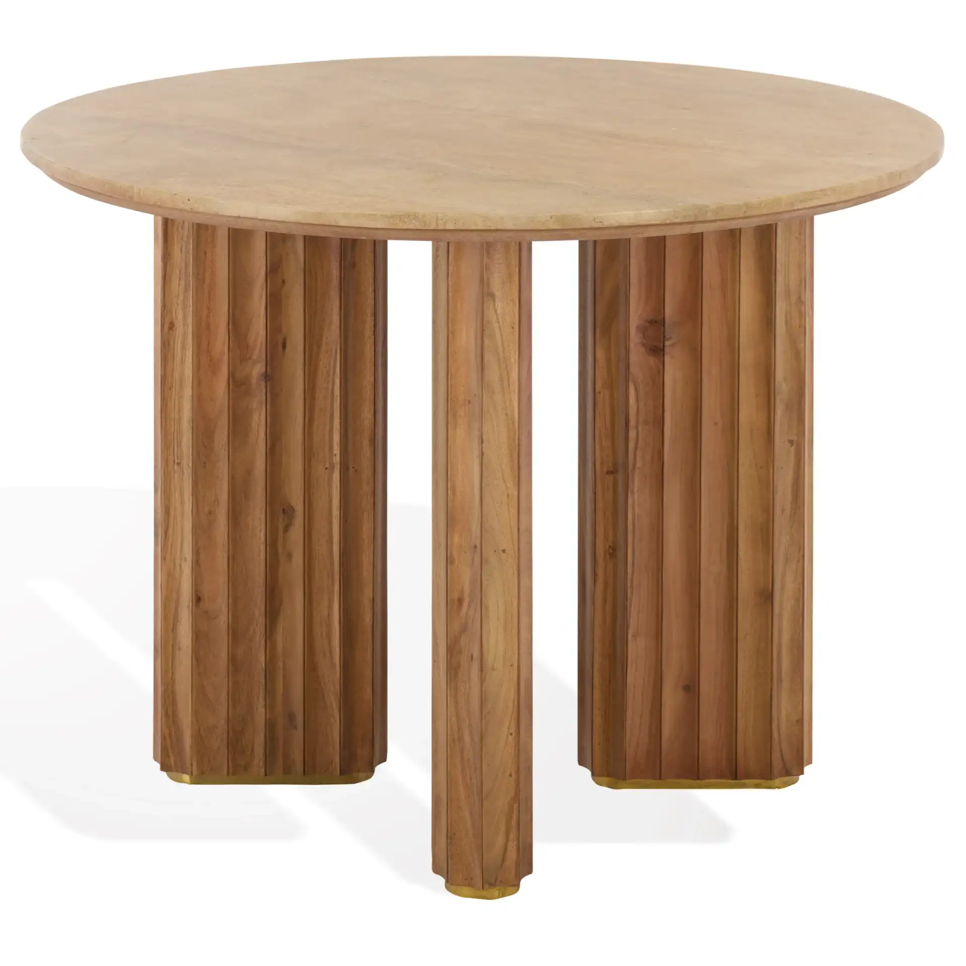 Irine Travertine Dining Table in Travertine / Brown, detail view