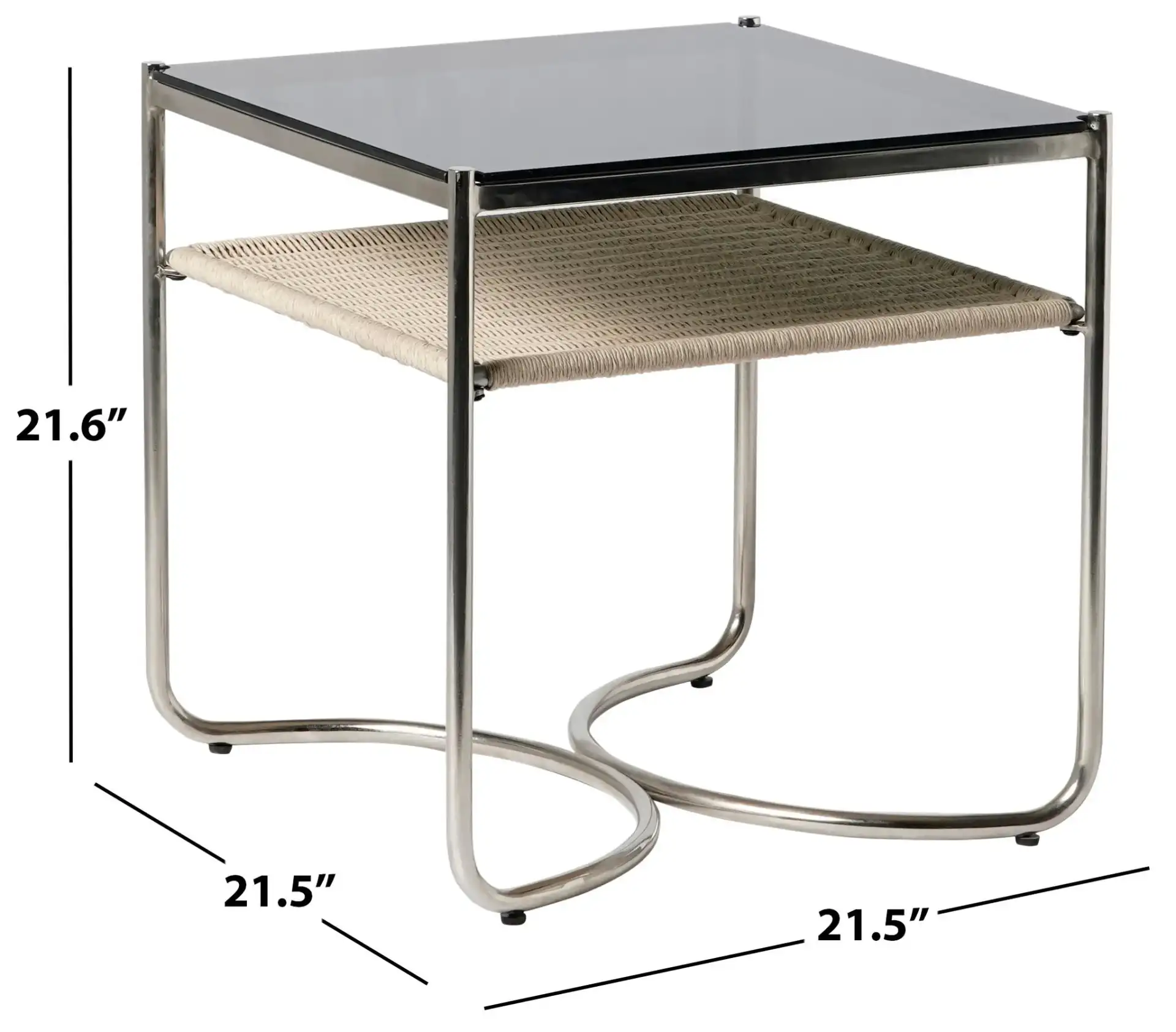 Jackiette Black Glass Accent Table in Silver / Black, detail view