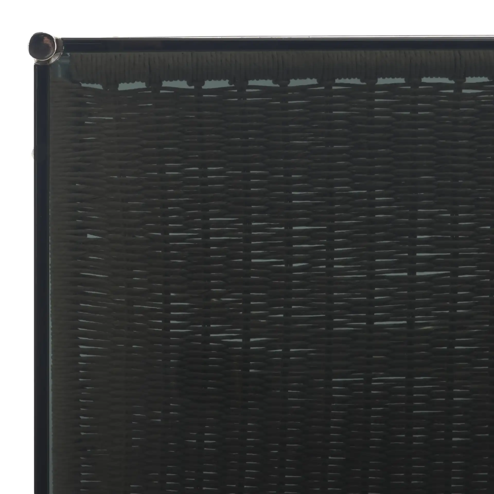Jackiette Black Glass Accent Table in Silver / Black, detail view