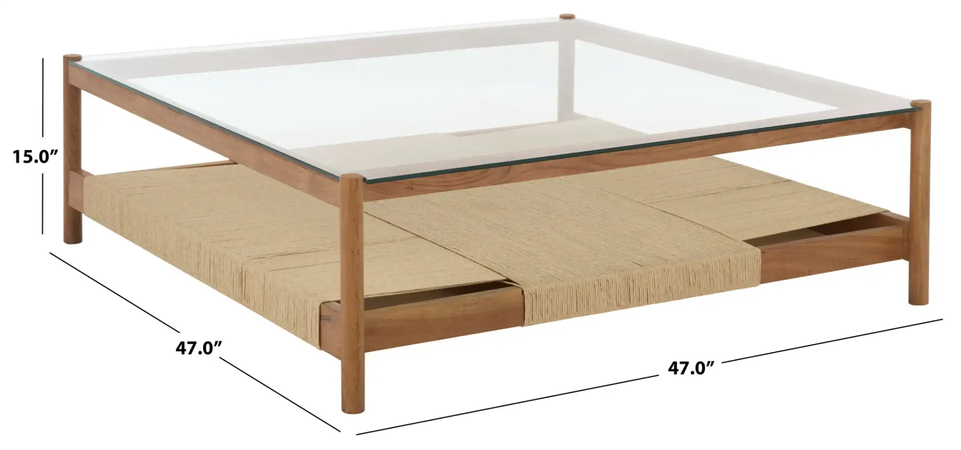 Gerard Wood And Glass Coffee Table in Natural / Clear, detail view