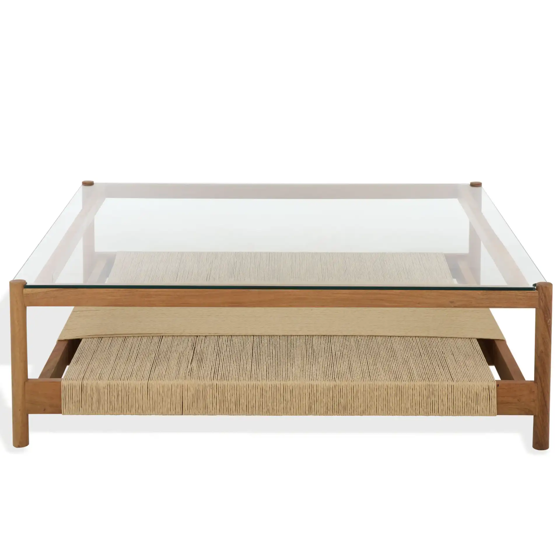 Gerard Wood And Glass Coffee Table in Natural / Clear, detail view