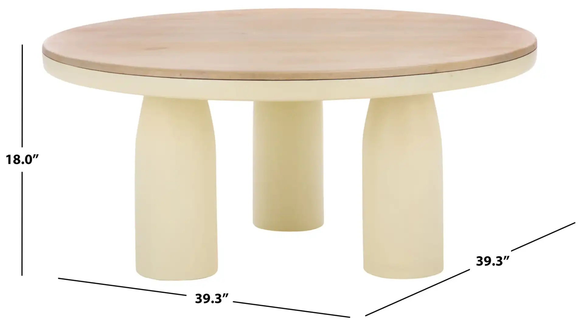 Veronica Lacquer Coffee Table in Natural / White, detail view