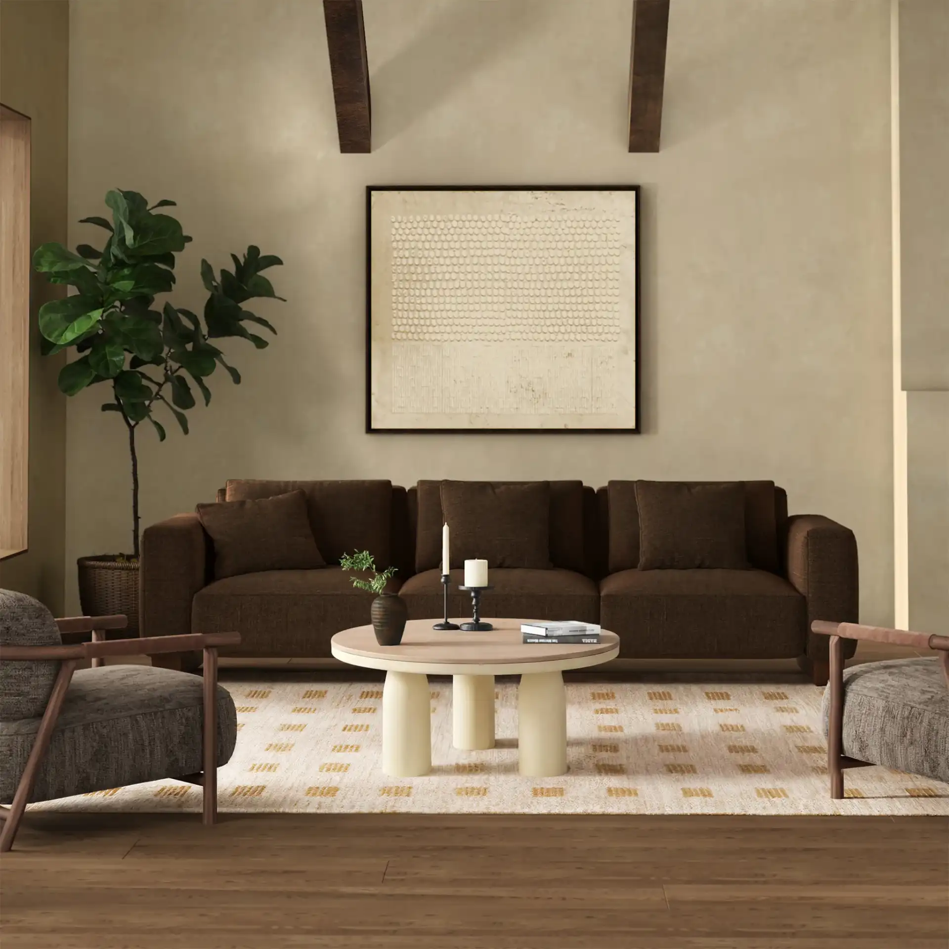 Veronica Lacquer Coffee Table in Natural / White in a styled room